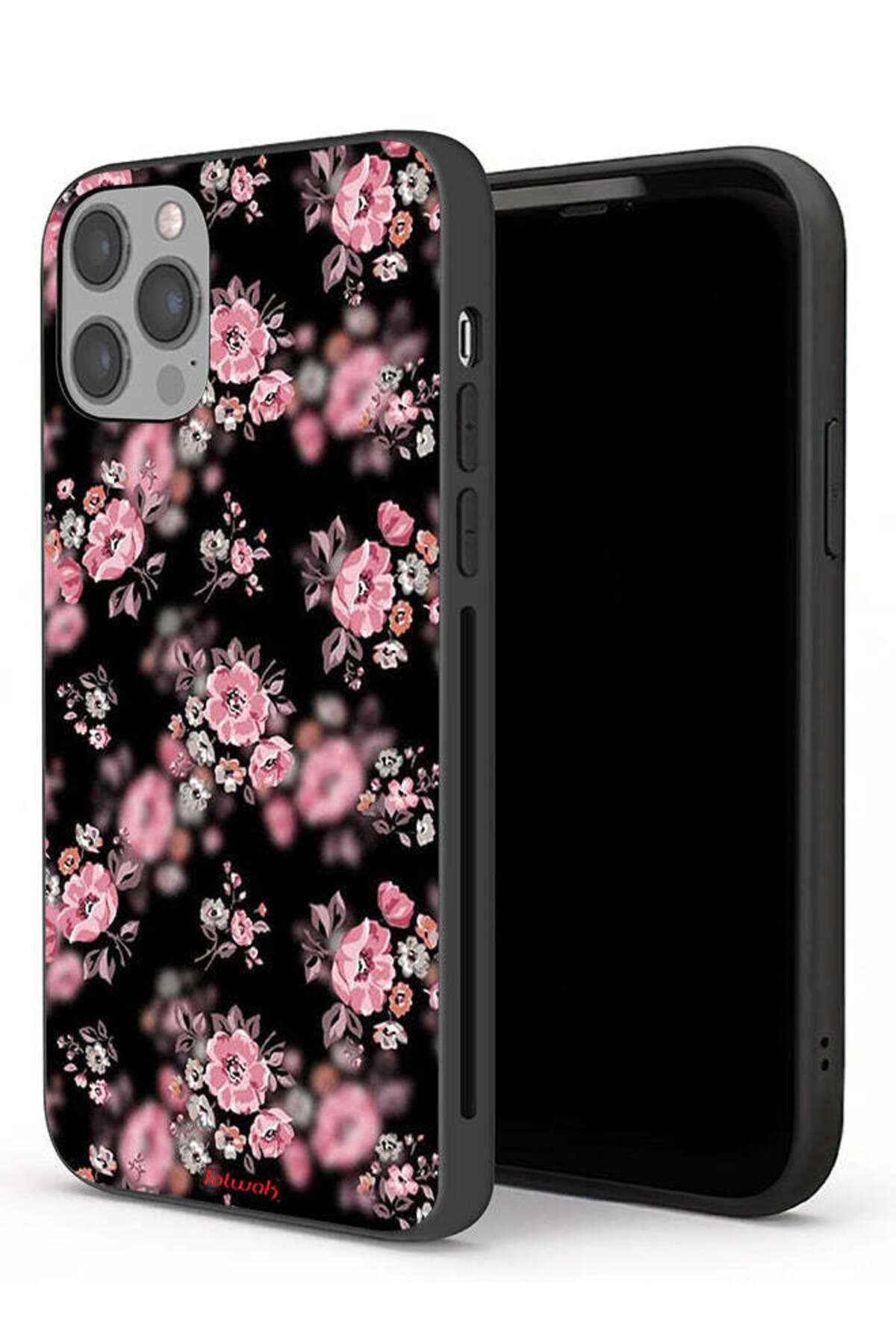 Tolwak-Apple iPhone 12 Pro Max Protective Case Portrait Flowers Pattern 1