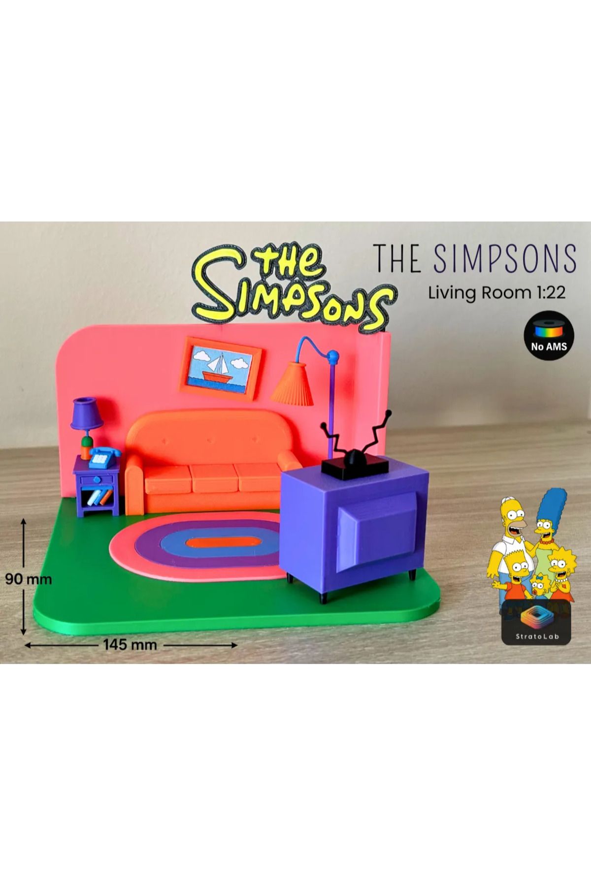 Phigo Simpsons Oturma Odası Diorama 1:22 – 3D Baskı Dekoratif TV Ünitesi