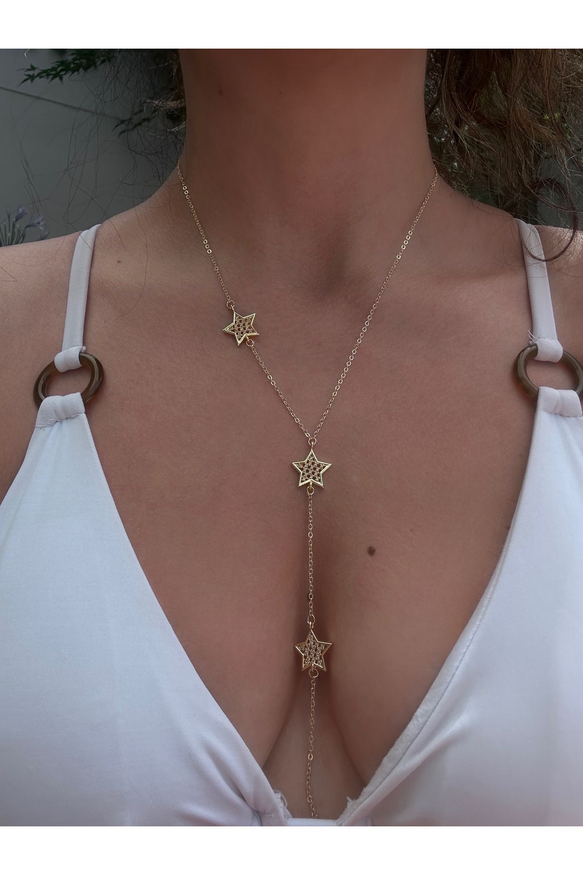 pop up store Zirkon Taşlı Üç Yıldız Kolye