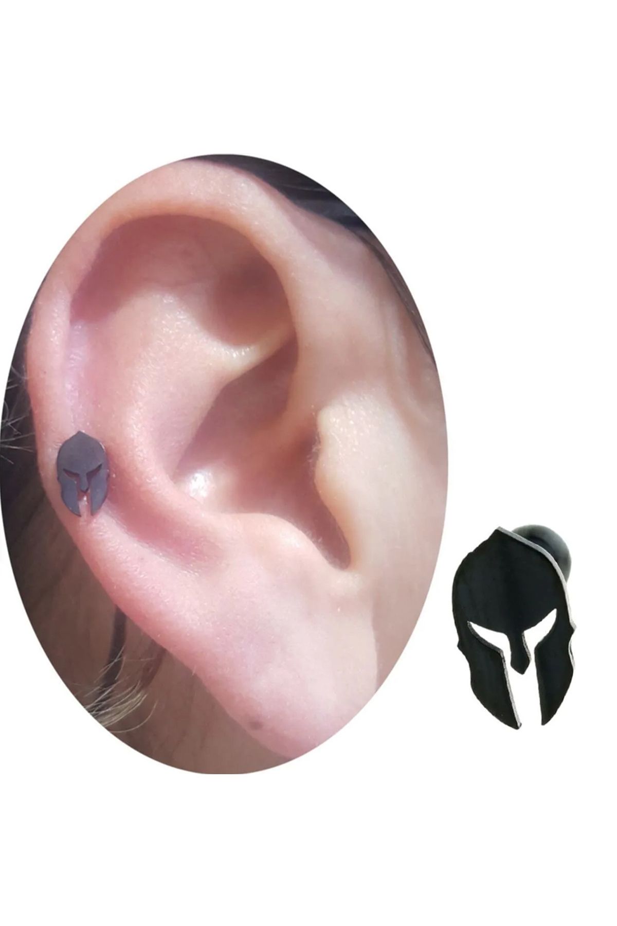 Cadının Dükkanı Çelik Gladyatör Siyah Tragus Helix Kıkırdak Piercing