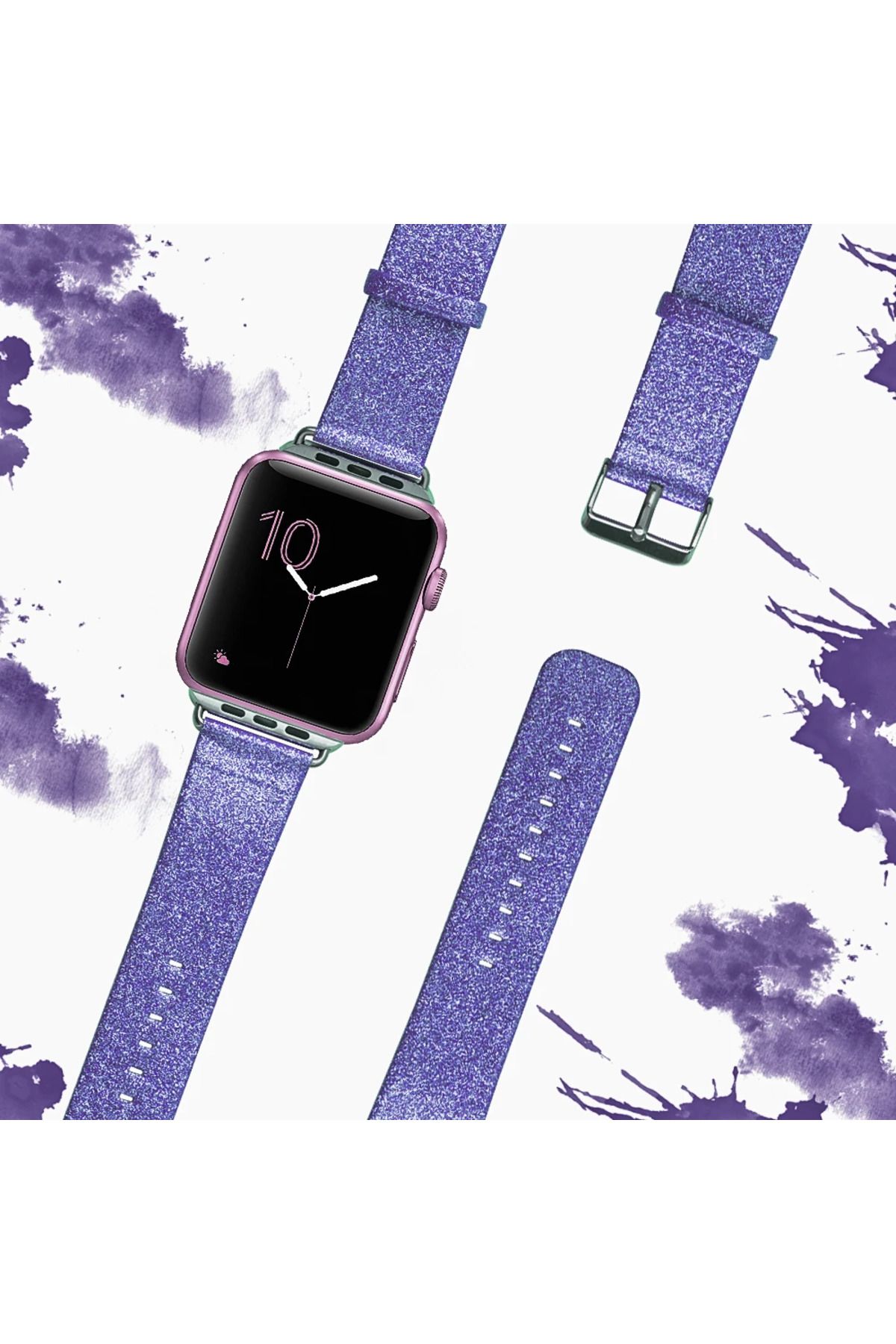 mudikonsept Ally Apple Watch 7-8 41mm 6-5-4 40mm Kordon Kayış Parlak Deri 3-2-1 38mm-(5775) - MDE6245-2613