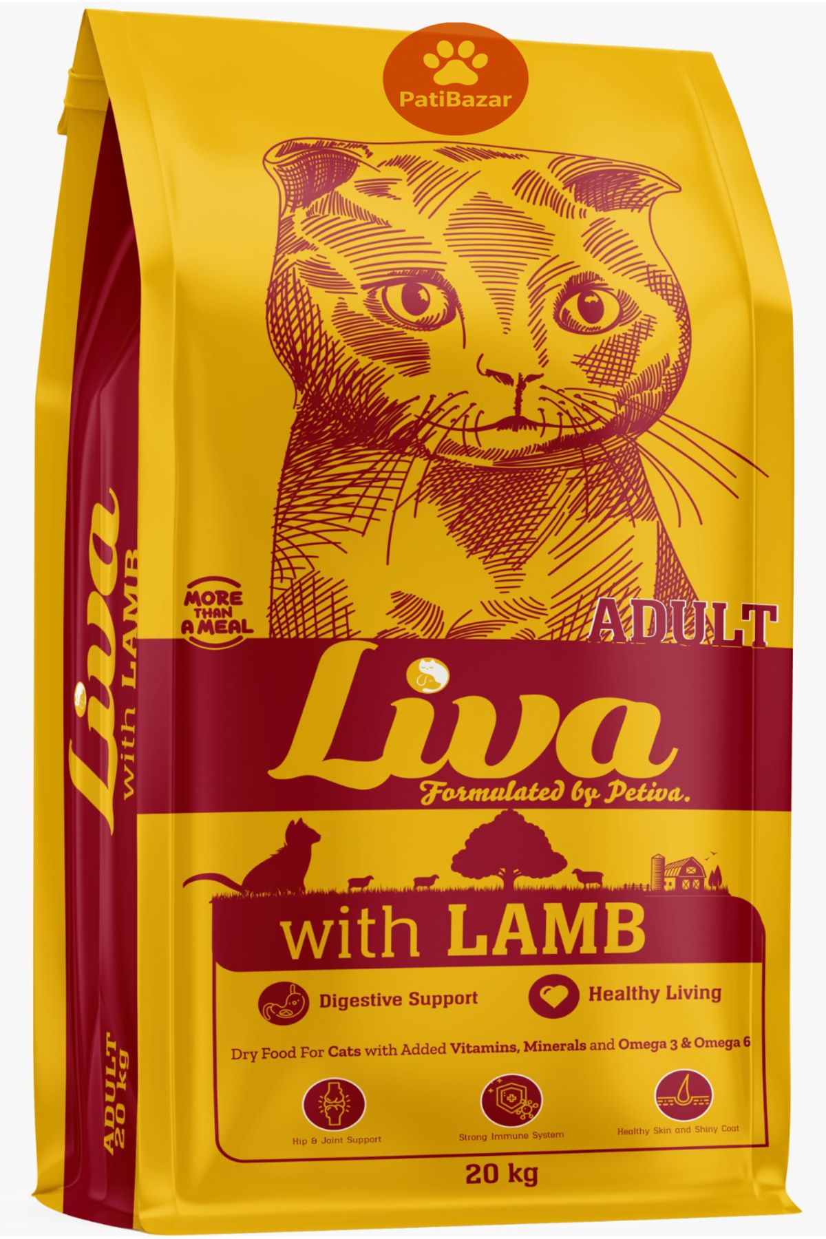 Liva Kuzu Etli Yetişkin Kedi Maması 20 Kg
