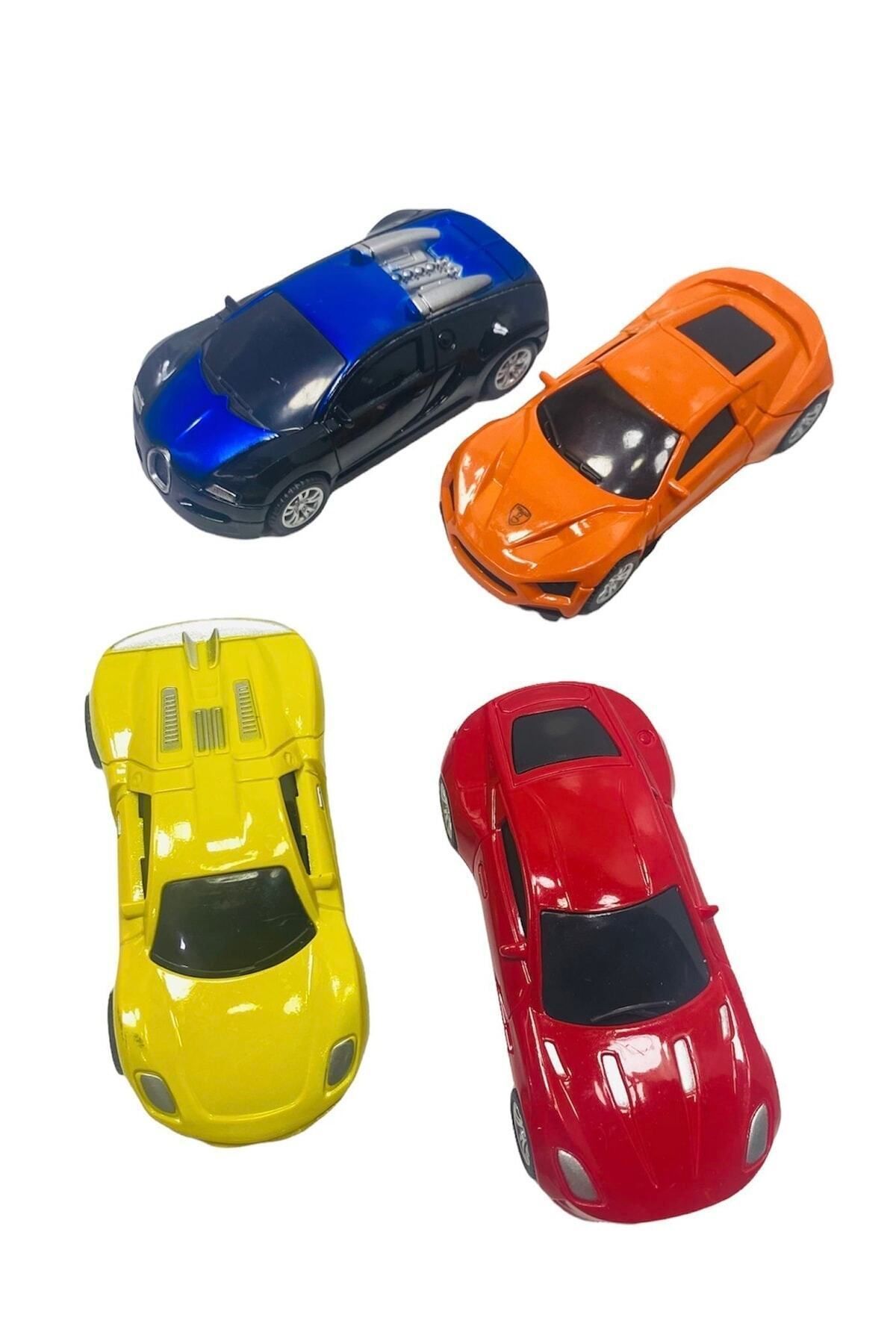 teknotrust Mini araba seti, 4 adet çek bırak model, renkli ve detaylı plastik oyuncak