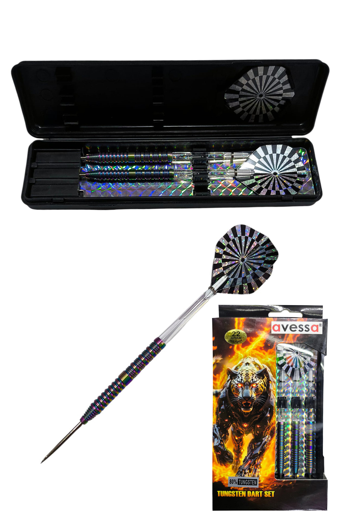 AVESSA Profesyonel Dart Okları Serisi — Tungsten Gövde - Ağırlık & Denge - Hassas Atış - Taşıma Kutusu