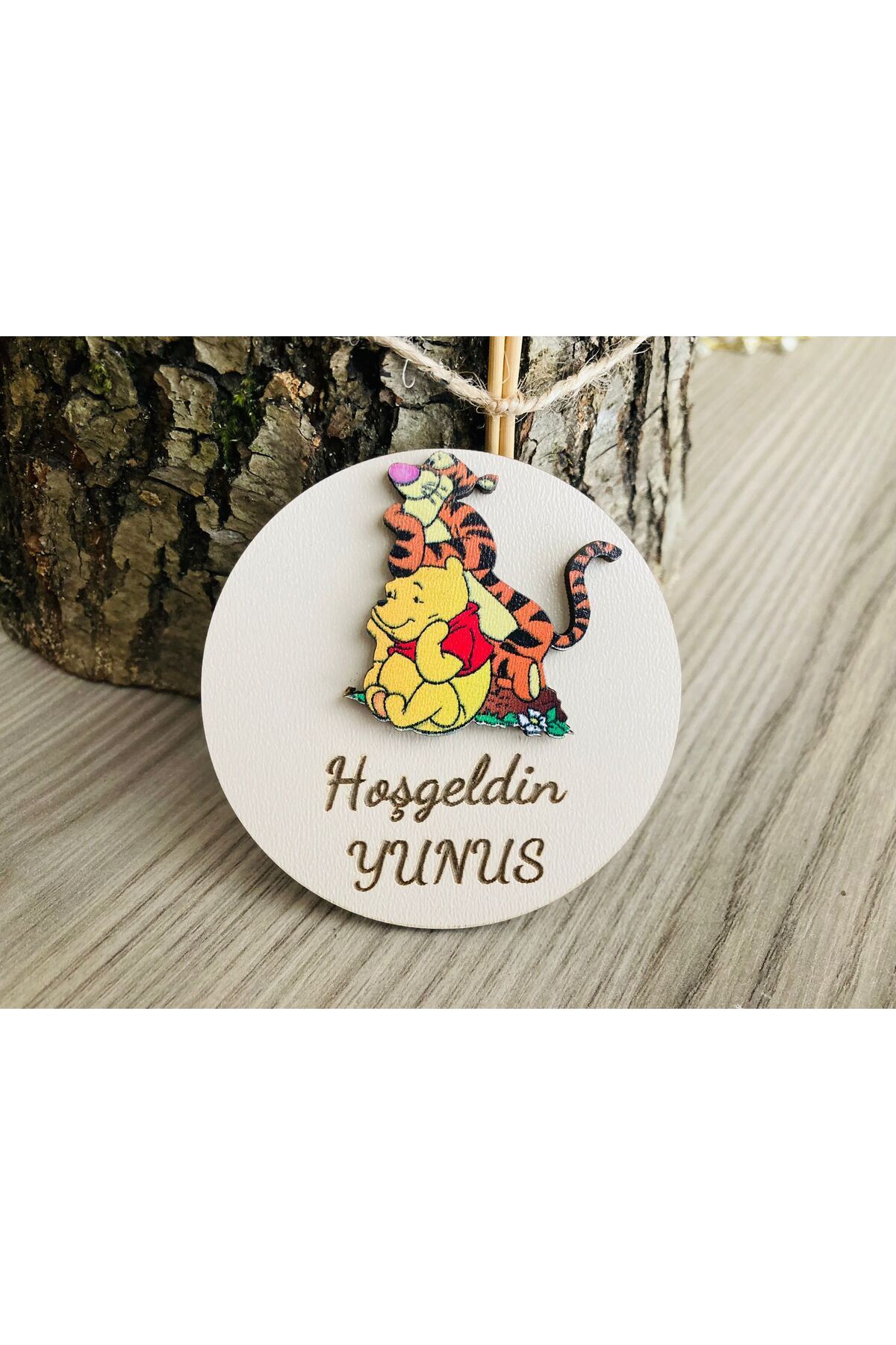 Doğrukan Hediyelik Winnie the poohlu yenidoğan doğum günü ahşap figürlü hediyelik magnet 10 adet