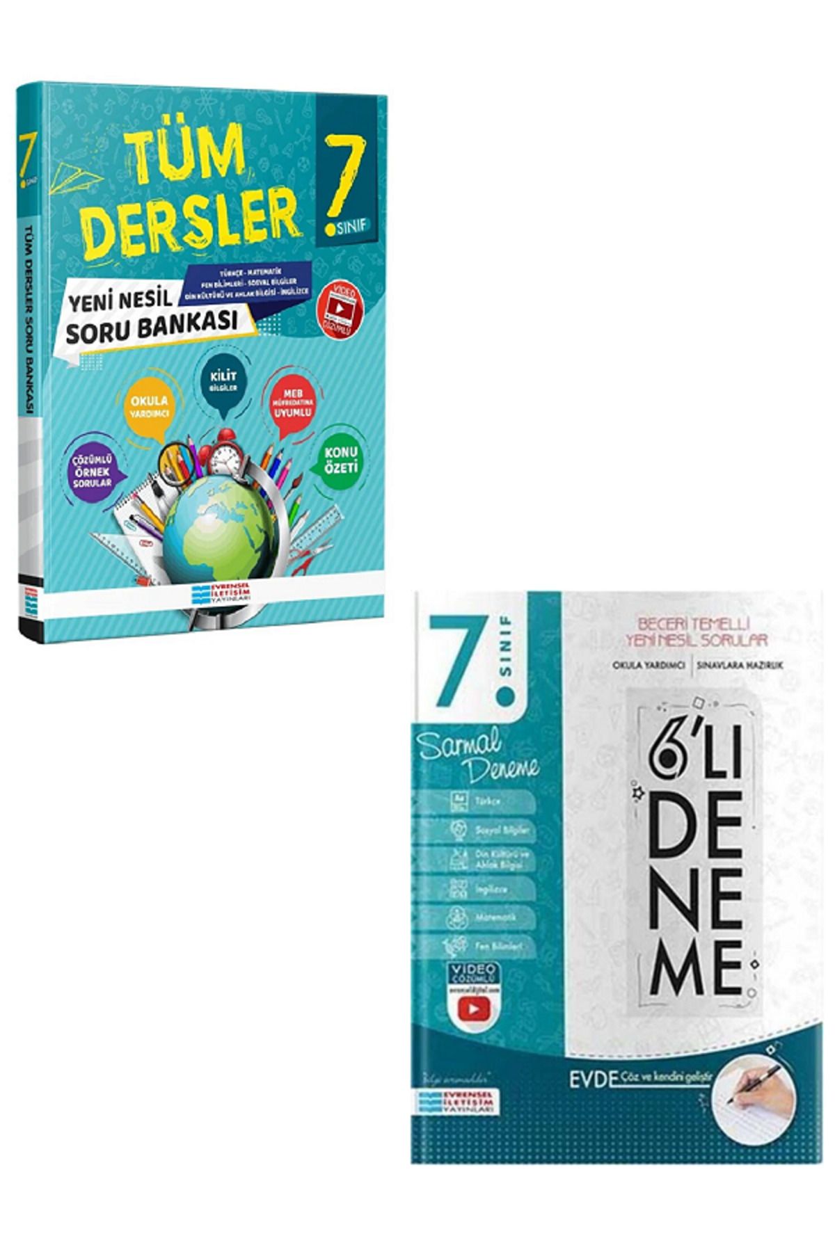 Efsane Yayınları 7.Sınıf Evrensel Tüm Dersler Soru Bankası + 7.Sınıf Evrensel 6'Lı Sarmal Deneme / 2 KİTAP
