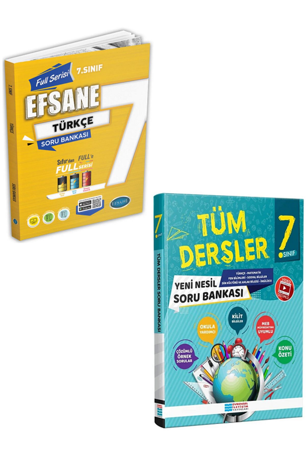 Evrensel İletişim Yayınları 7.Sınıf Efsane FULL Serisi Türkçe Soru Bankası + 7.Sınıf Evrensel Tüm Dersler Soru Bankası / 2 KİTAP
