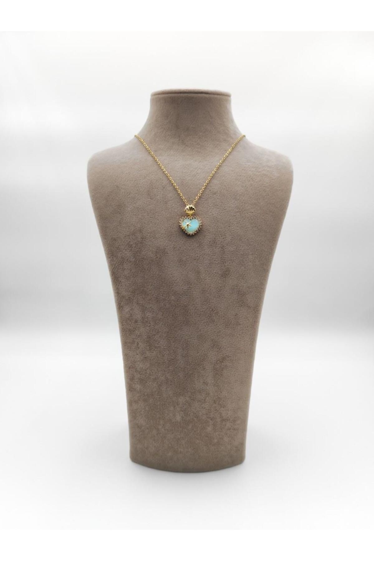 Nsl Jewels TAŞLI MAVİ KALP KOLYE