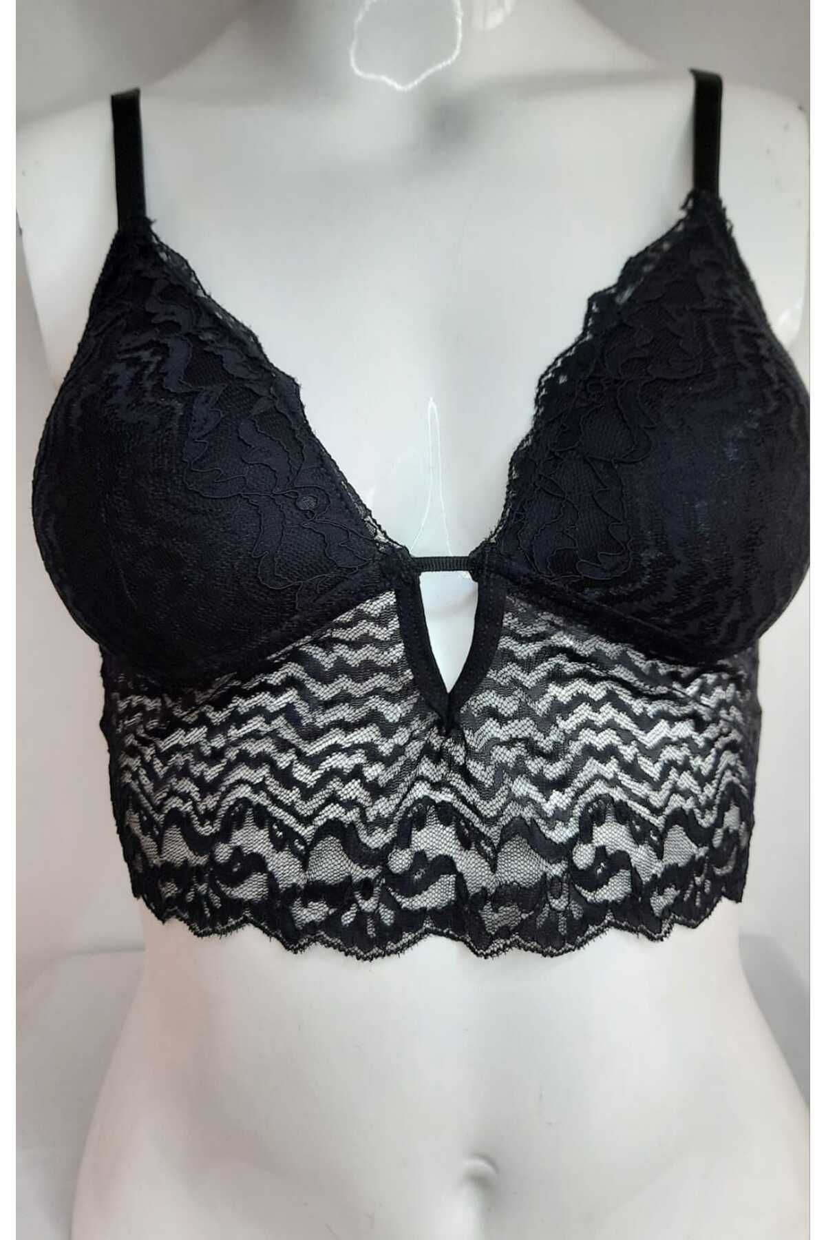 ŞIK VE MUTLU Önden V Dekolteli Balensiz Dantel Bralet