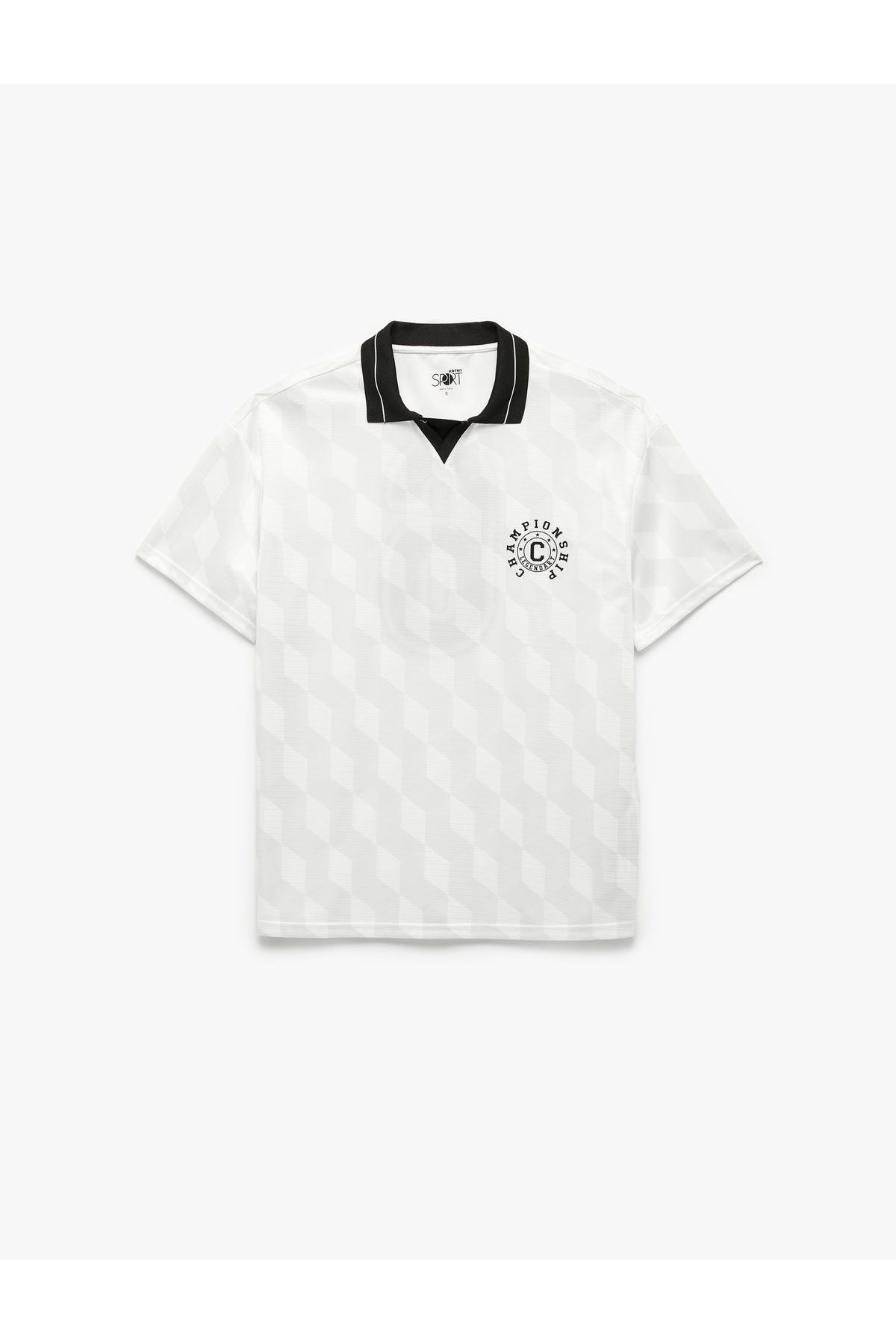 Koton Oversize Kısa Kollu Polo Yaka Arkası Baskılı Spor Tişört