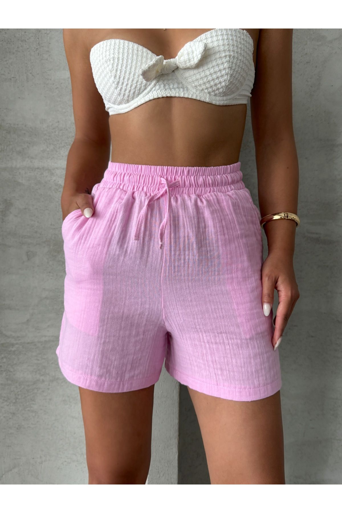 Miss Prova Bel Lastikli Beachwear Keten Şort MISSSRT2670