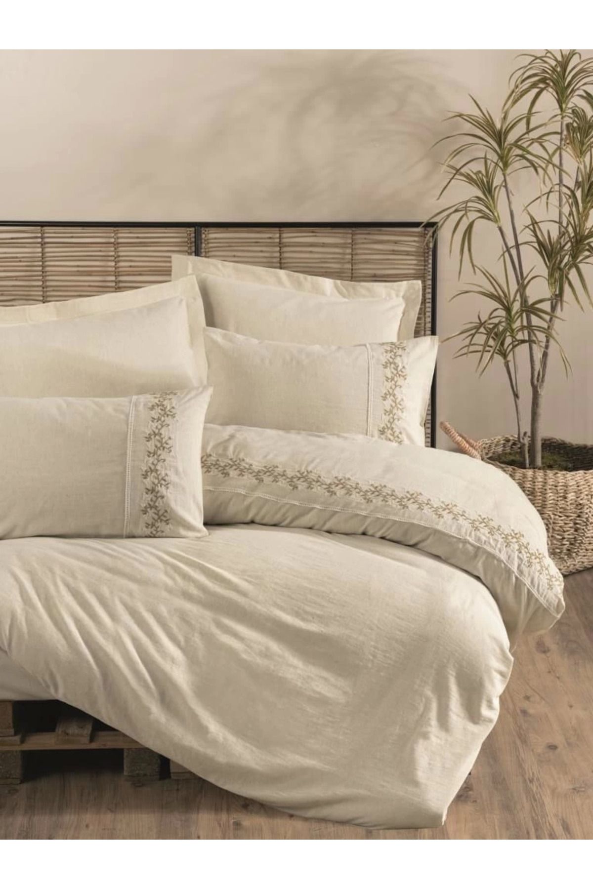 Modafiks Cotton Box Cotton Keten Çift Kişilik Nevresim Takımı Darian