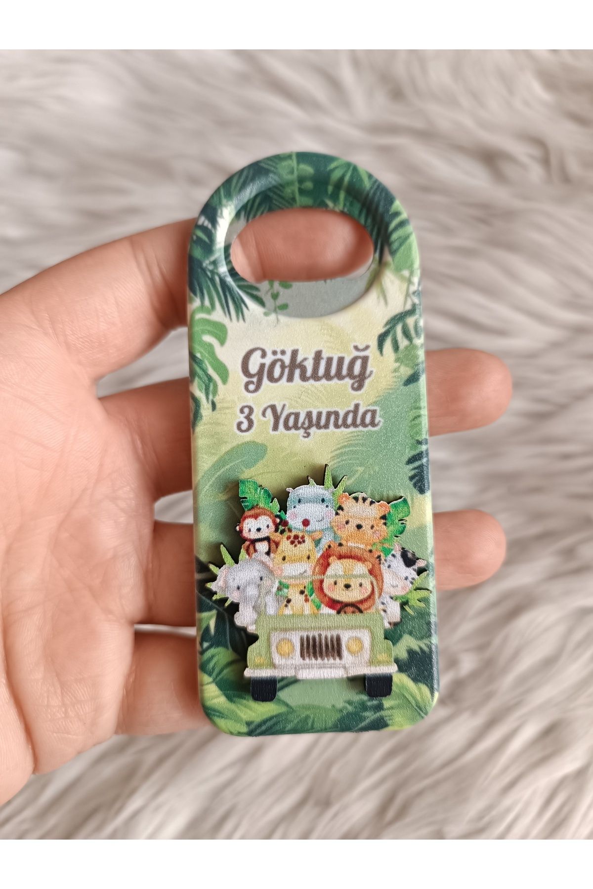 Doğrukan Hediyelik 10 adet safari figürlü uzun kabartmalı açacak magnet yenidoğan doğum günü hediyelikleri