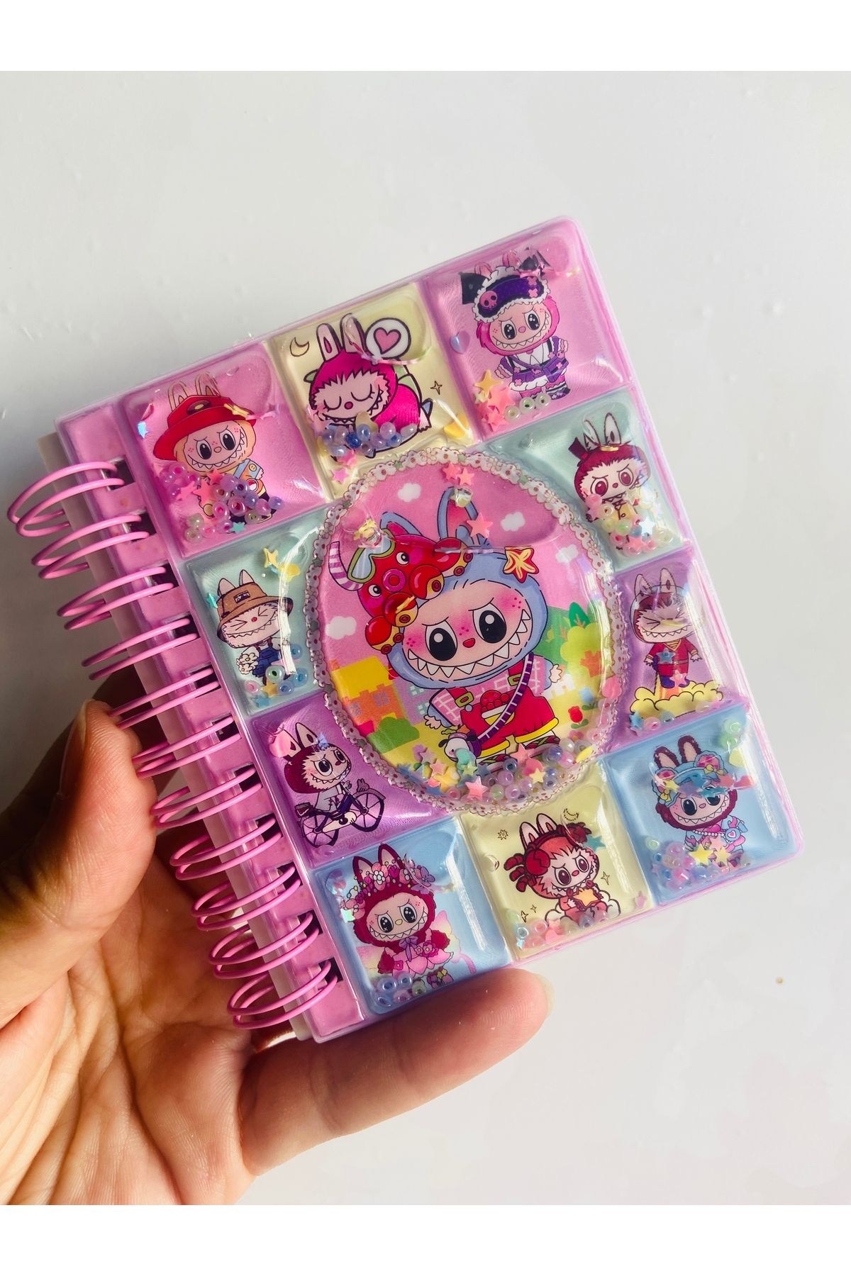 synshop Labubu 3d Sulu Simli Boncuklu Kapak Stickerlı Not Defteri