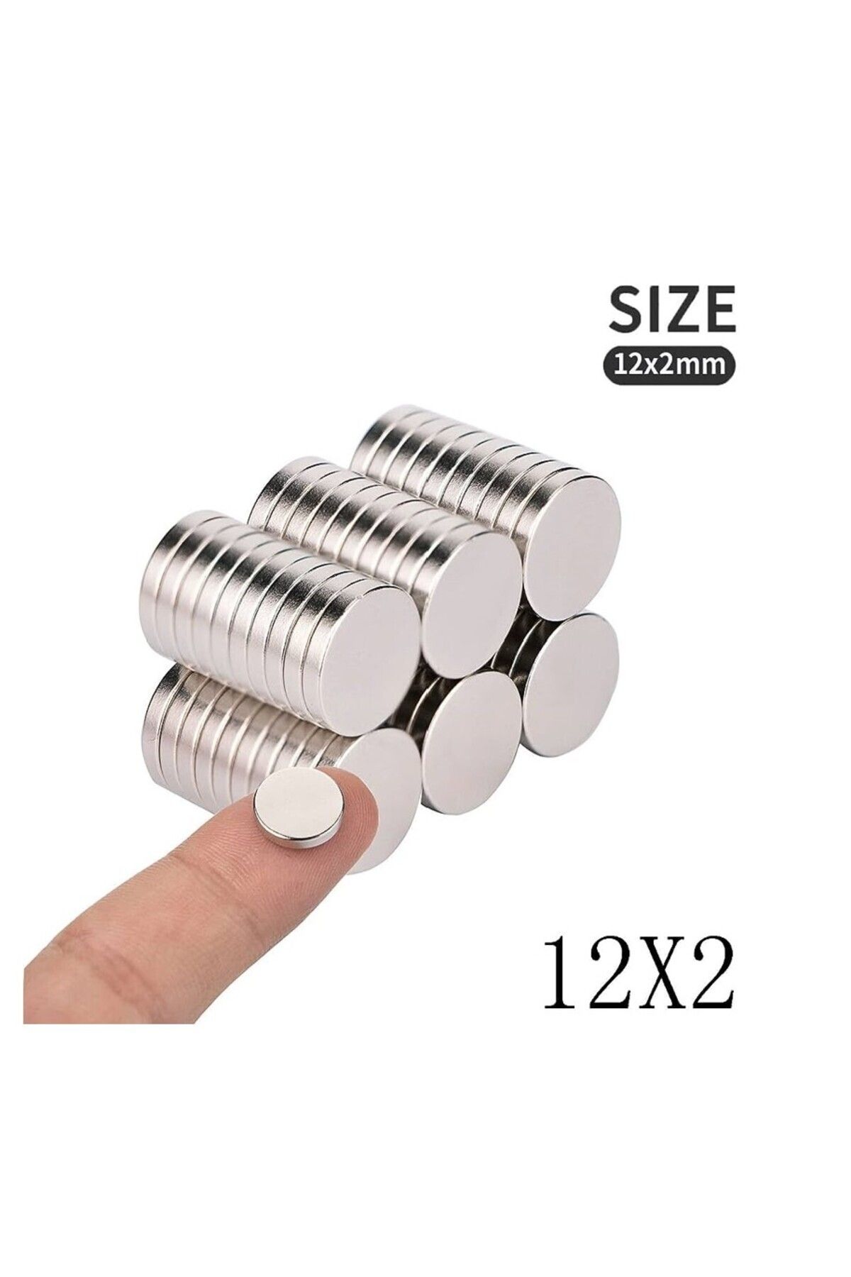 Elioure 100 Adet Yuvarlak Neodyum Mıknatıs, Çap: 1,2 cm, Kalınlık: 2 mm