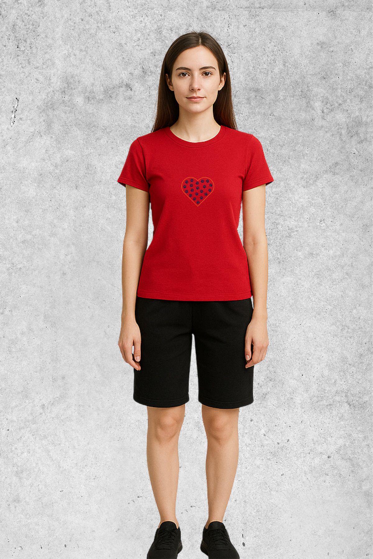 MOLICO Basic unisex sıfır yaka kısa kollu PATİ BASKILI TSHİRT