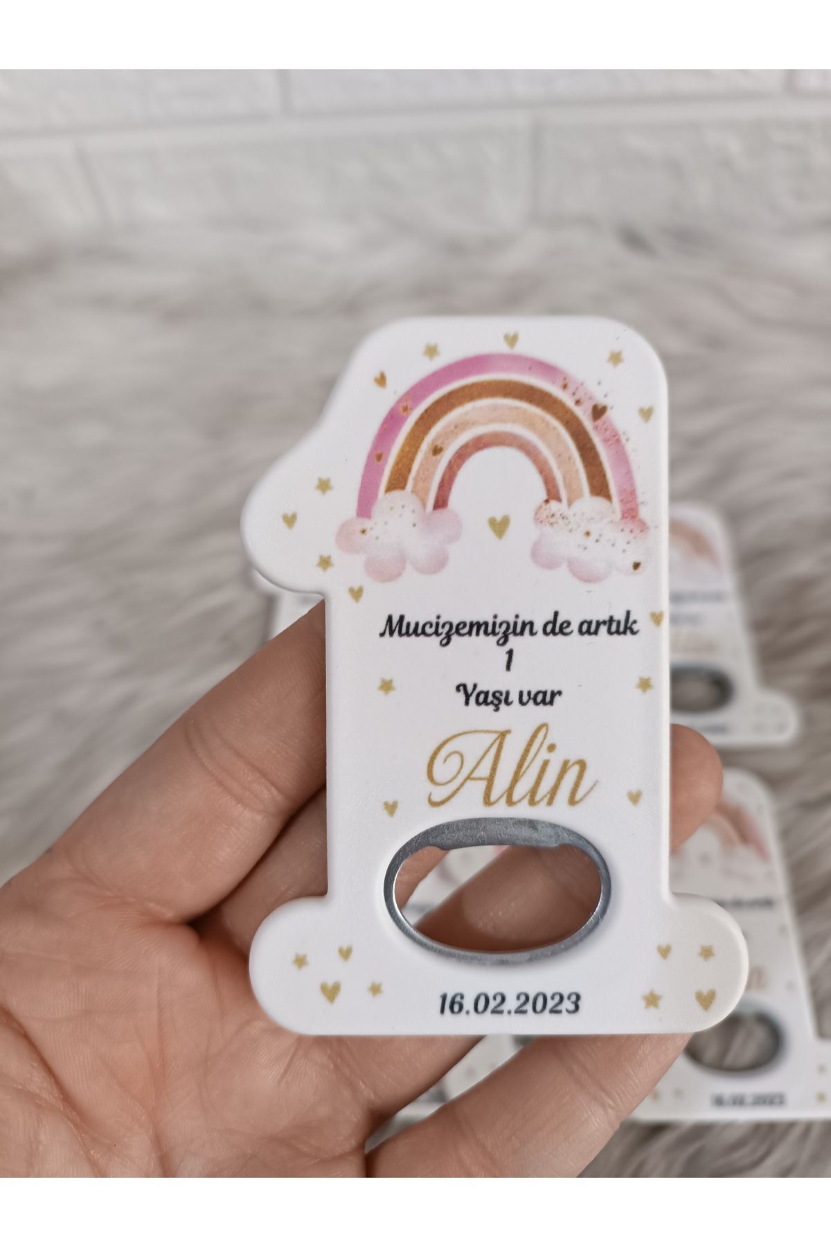 Doğrukan Hediyelik 25 Adet 1 Rakamlı Gökkuşaklı Açacak Bebek Doğum Günü Hediyelik Magmet