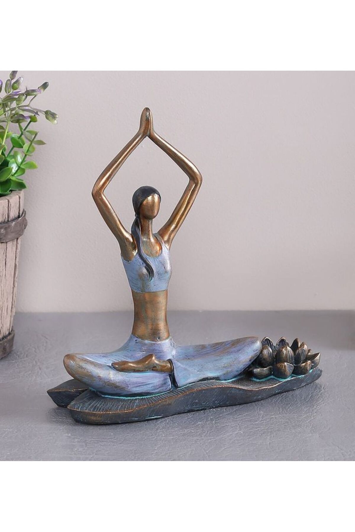 Yaratıcı sanatlar atölyesi Yüksek Kalite Yoga meditasyon Temalı Biblo Tütsülük Mumluk Dekoratif Meditasyon Heykeli 20 CM