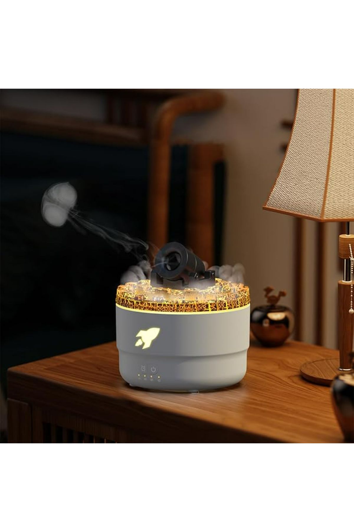 Ozmik Volkanik Kule Nemlendirici Sessiz Nem Alma Cihazı Aromaterapi Renkli LED Işık 280 ml