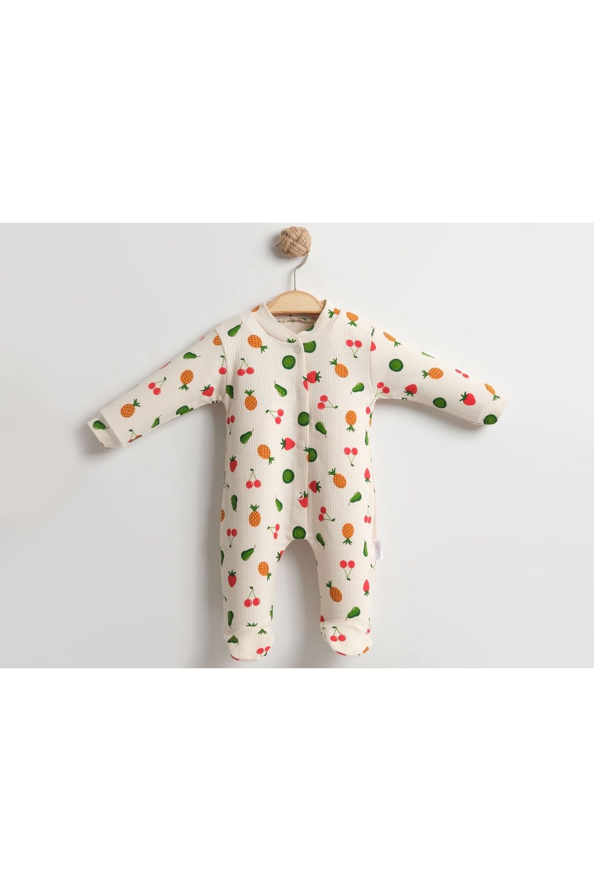 Bebello Kids Karışık Meyve Desenli Patikli Bebek Tulum Unisex – %100 Pamuk Zıbın Tulum