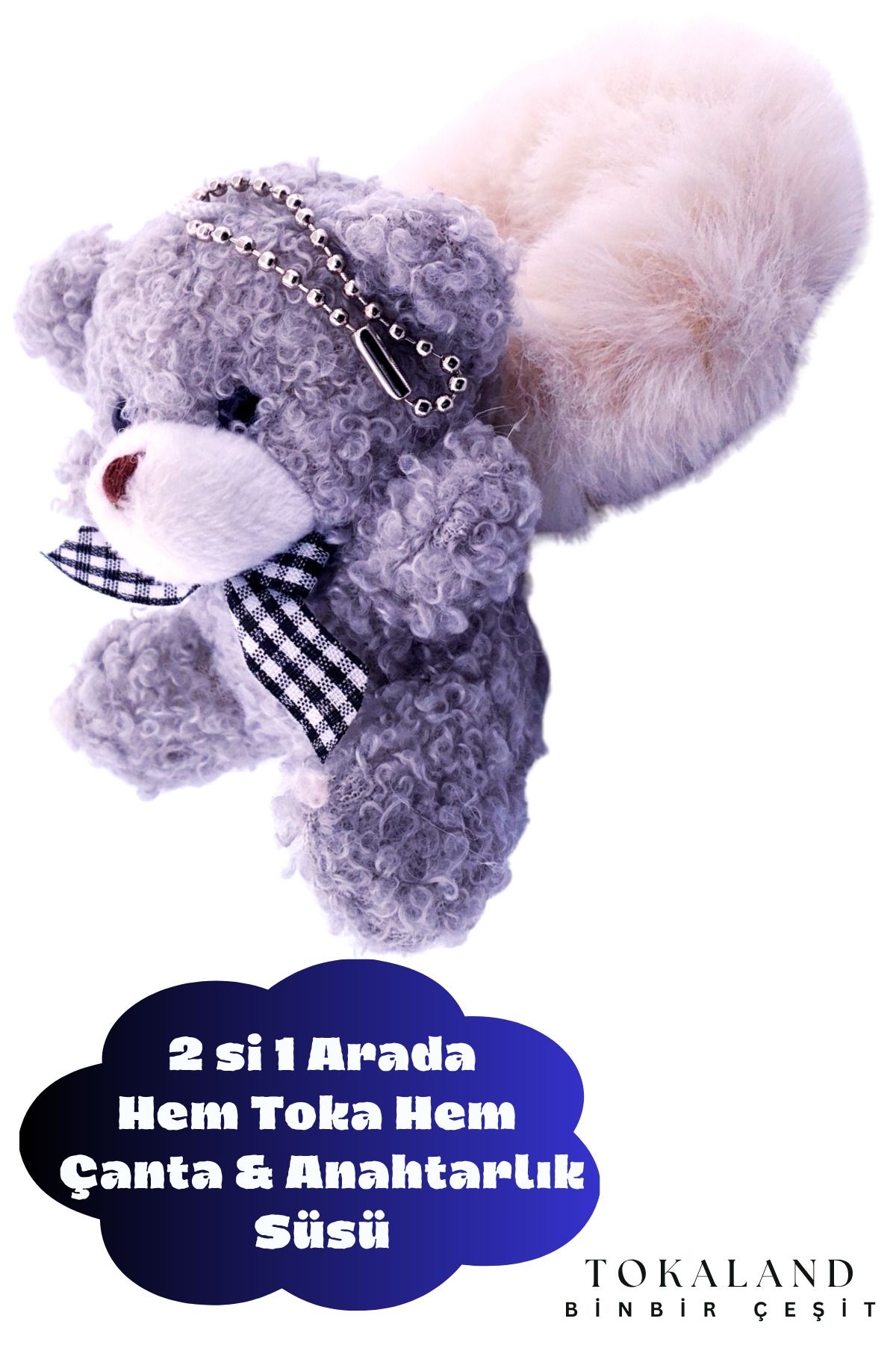 TOKALAND Peluş Ayıcıklı Toka - Saç Tokası Lastik Simit Toka - Ayıcıklı Kürklü Simit Toka - Sürpriz Hediyeli
