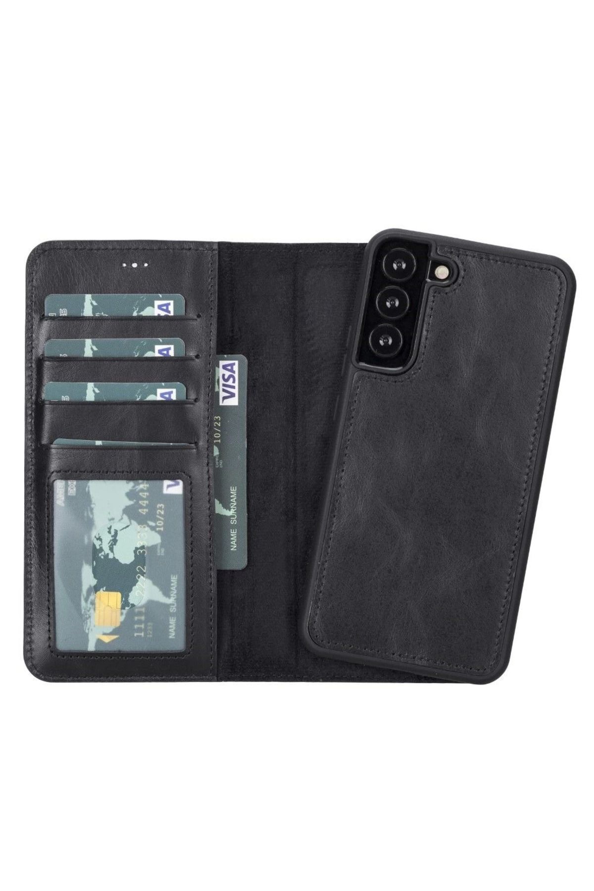 Vemora Galaxy S22 Plus Uyumlu Deri Cüzdanlı Kılıf MWWN RST1