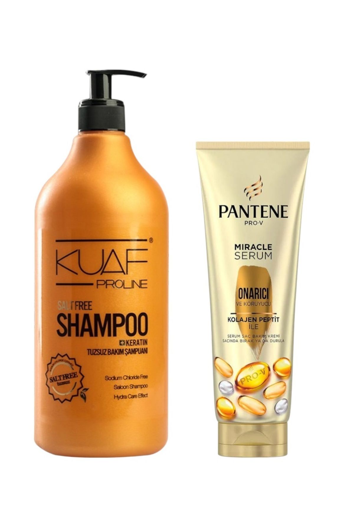 Kuaf Tuzsuz Şampuan 1lt + Pantene-Pro-V Miracle Serum - Onarıcı Etkili Saç Kremi 200ml