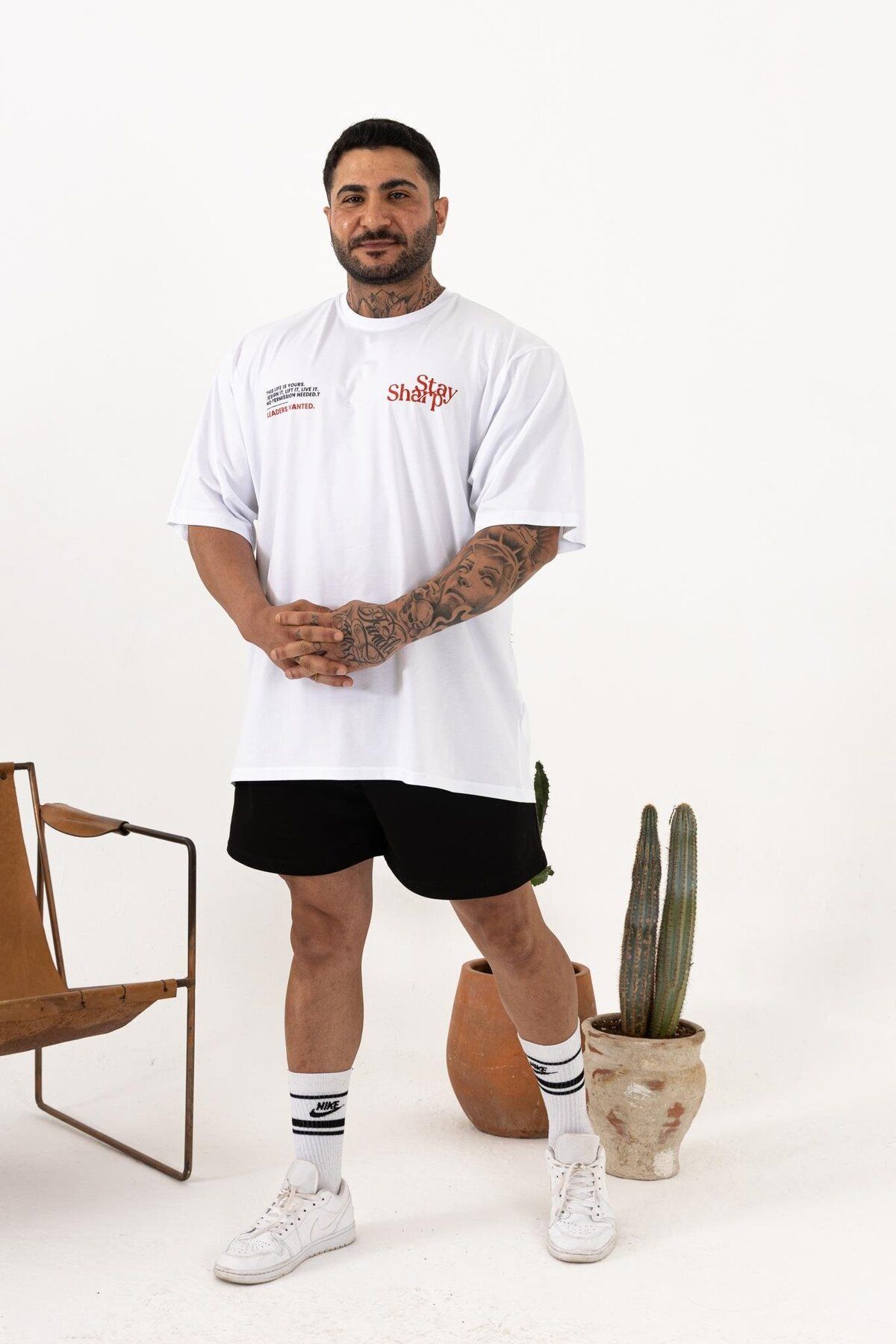QUİCKPREP Stay Sharp Oversize Yeşil T-Shirt – Erkek Günlük Stil %100 Pamuk