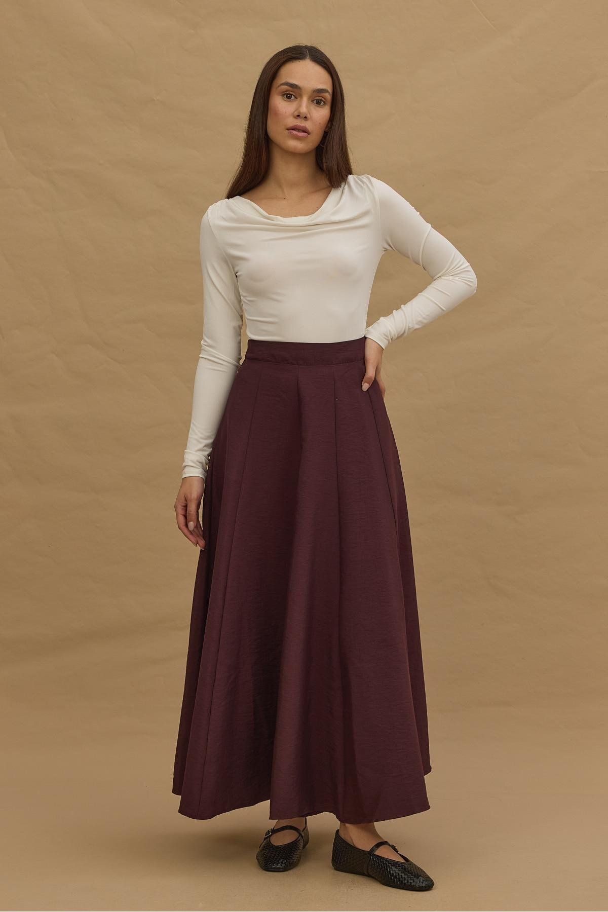 Fahhar Godeli Maxi Etek Bordo