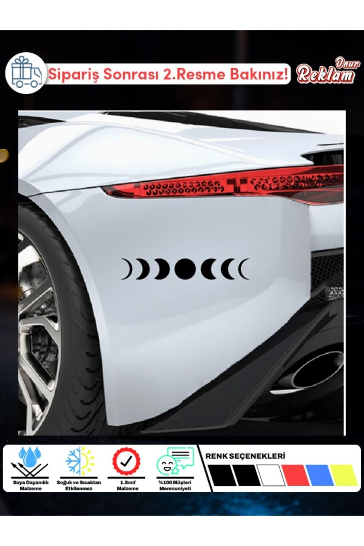 Onur Reklam Moon Phases Sticker – Ay Evreleri Araç & Yüzey Etiketi (Suya Dayanıklı)
