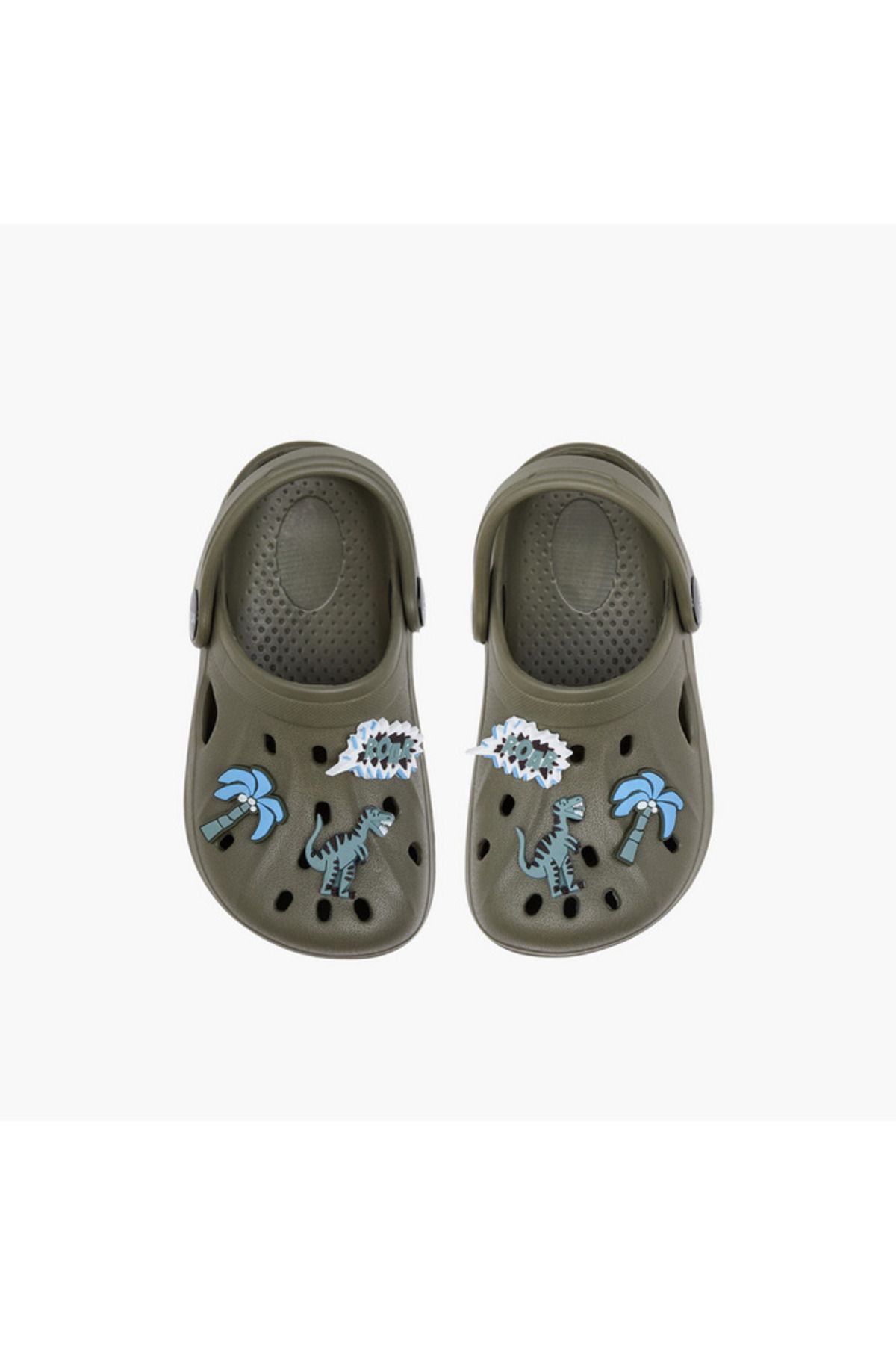 Aqua-Dinosaur Applique Clogs with Backstrap 1