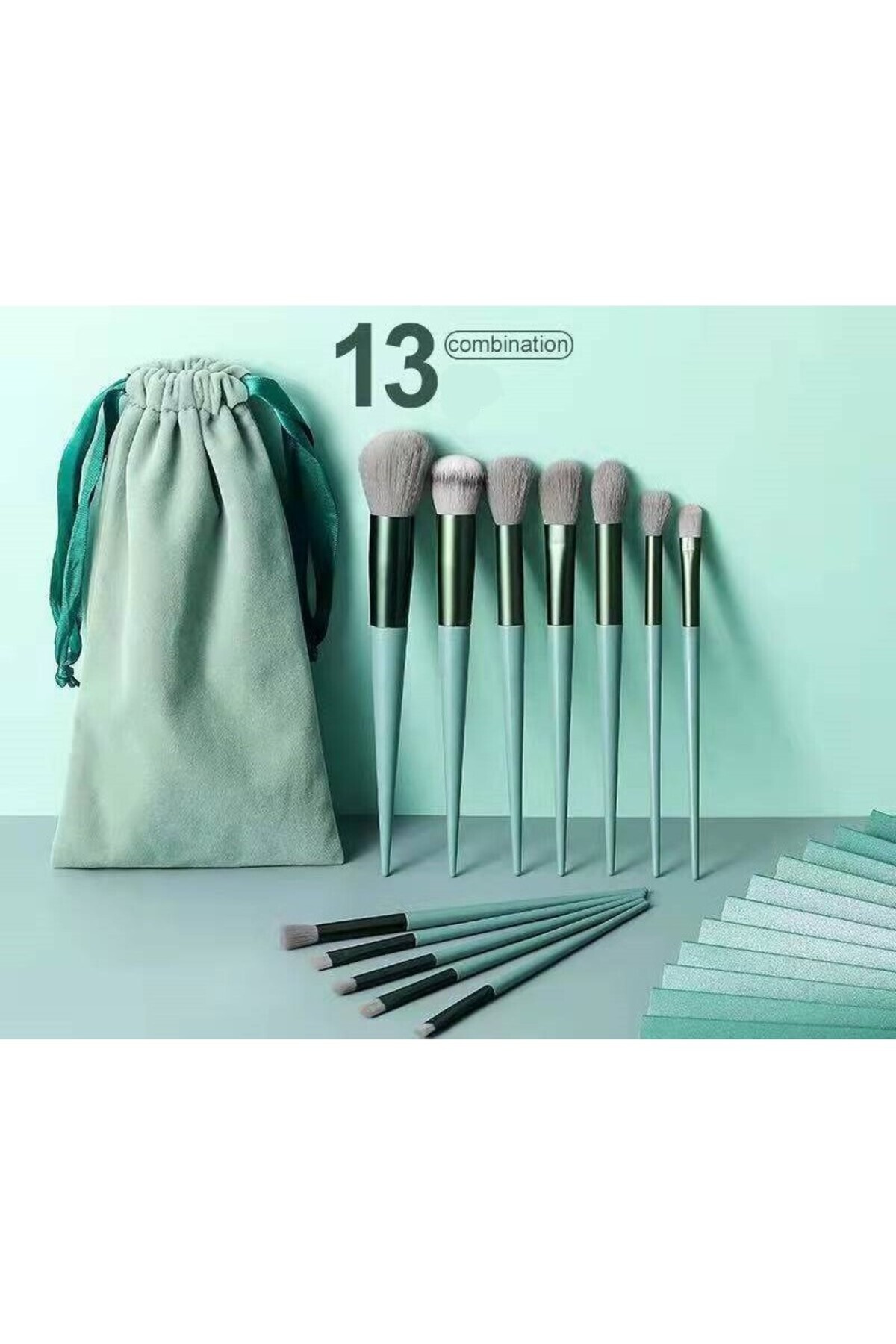 Flippy Σετ 13 πινέλων μακιγιάζ, Flippy, εξαιρετικά απαλά, επαγγελματικό/αρχάριο μακιγιάζ, πράσινο