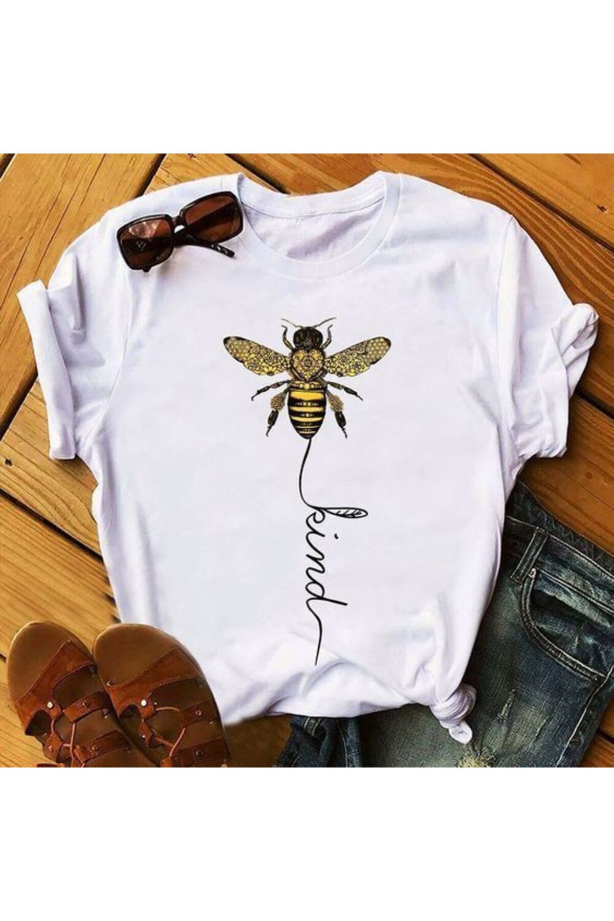 MAGORS ARI BASKILI BİSİKLET YAKA PAMUKLU KISA KOLLU KADIN VE ÇOCUK TSHIRT