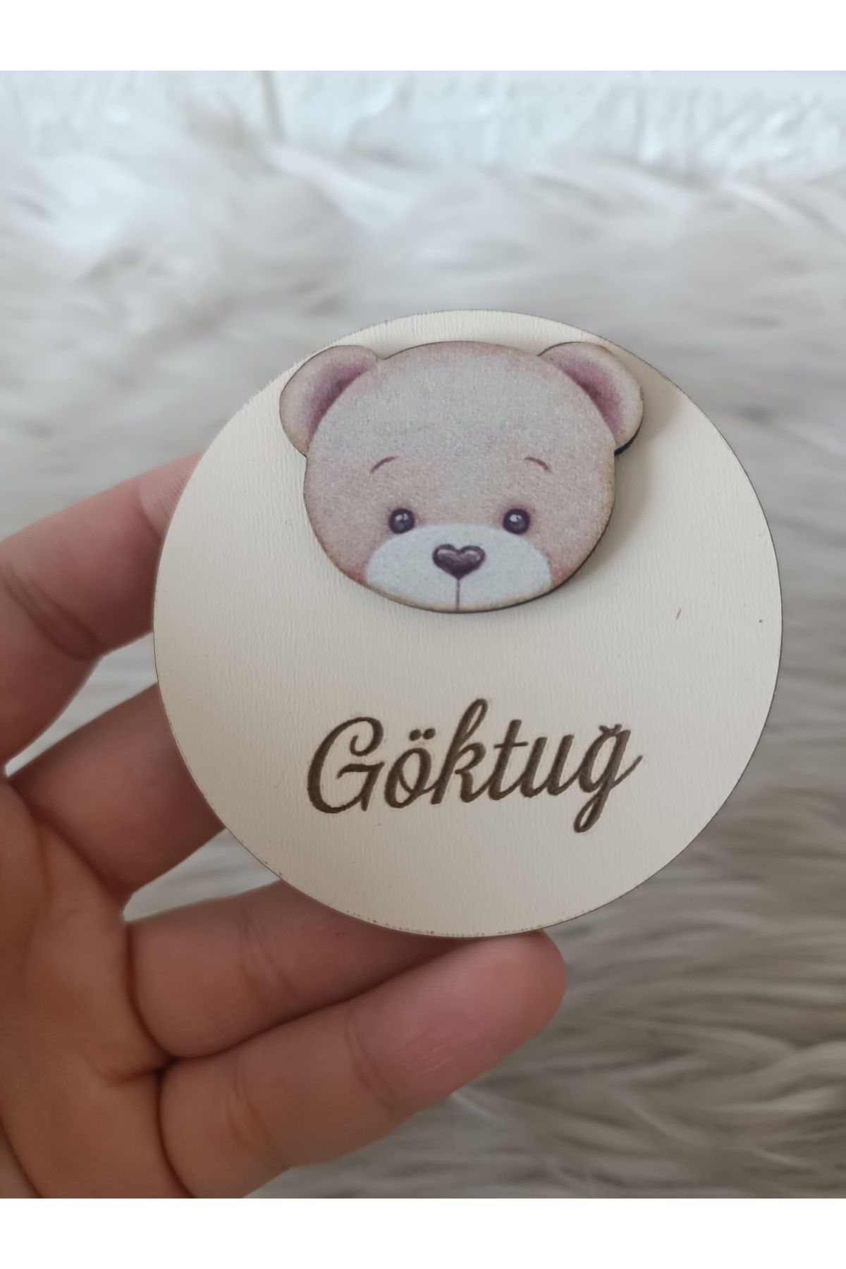 Doğrukan Hediyelik Ayıcık Figürlü Ahşap Yenidoğan Magnet Hediyelik(20 ADET)