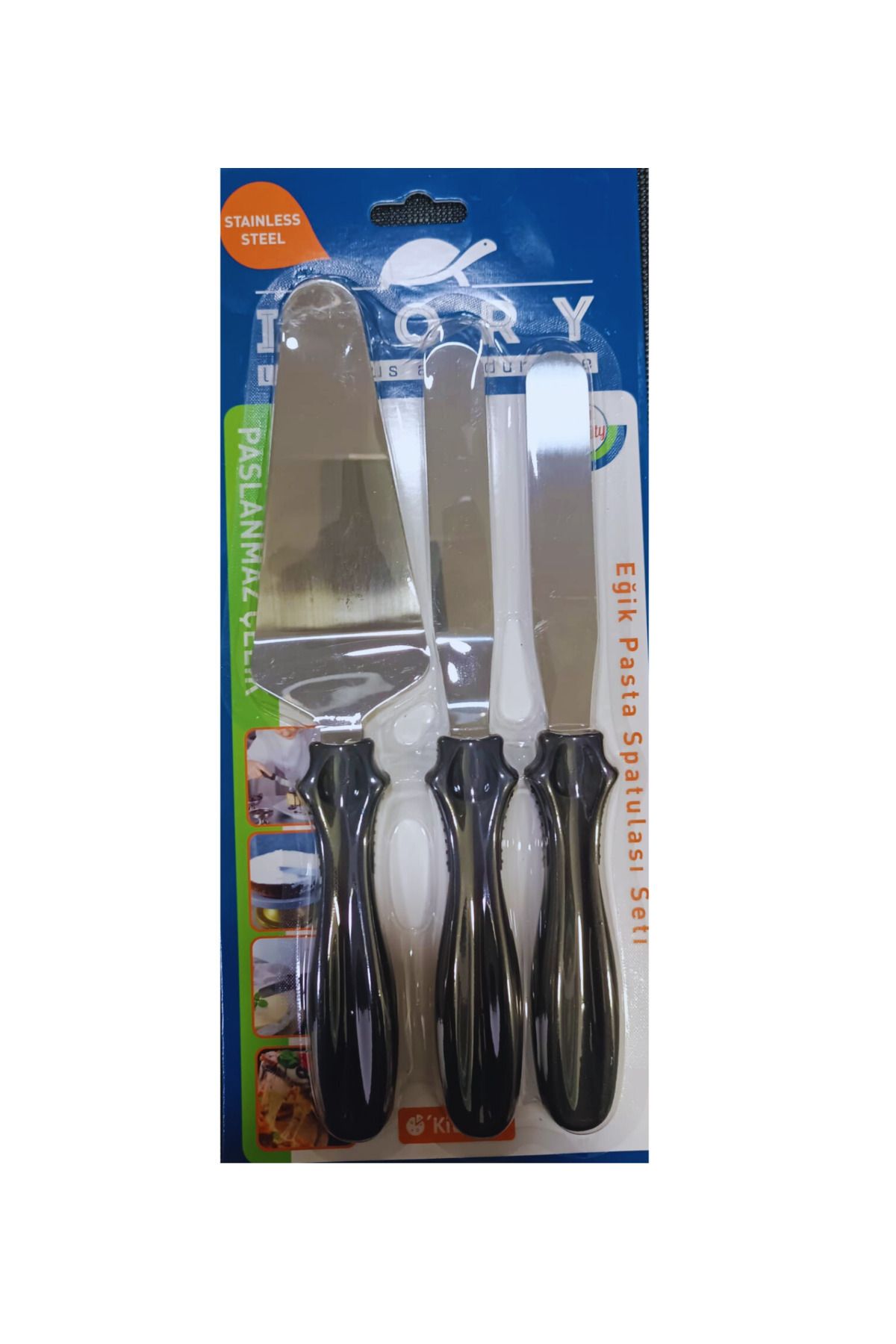 teknotrust 3'lü Pasta Sıvama Bıçağı ve Paletli Spatula Seti, kolay ve şık kullanım için ideal