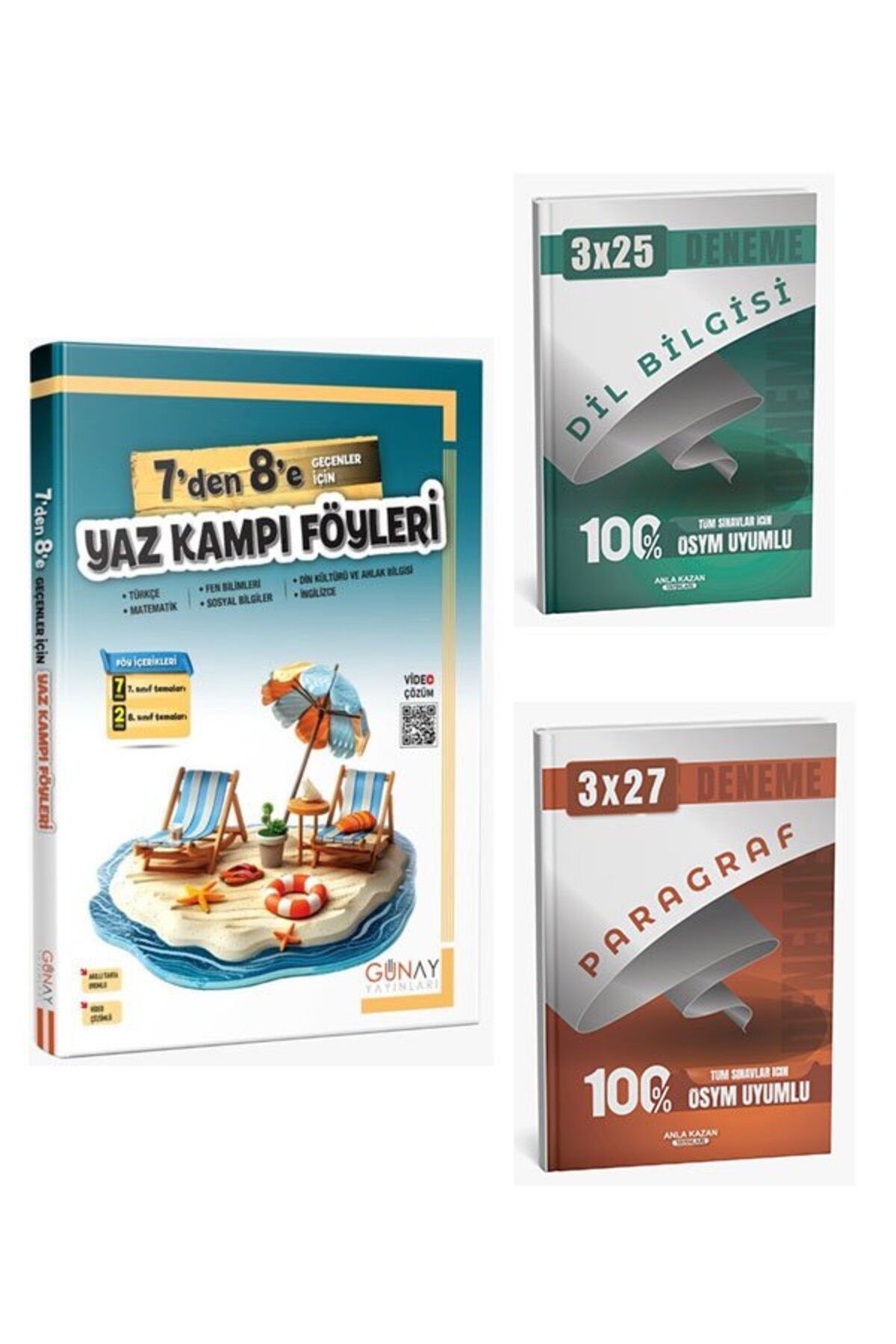 Anla Kazan Yayınları Günay Yayınları 2026 7 den 8 e Geçenler İçin Yaz Kampı Föyleri+Anla Kazan Paragraf+Dilbilgisi