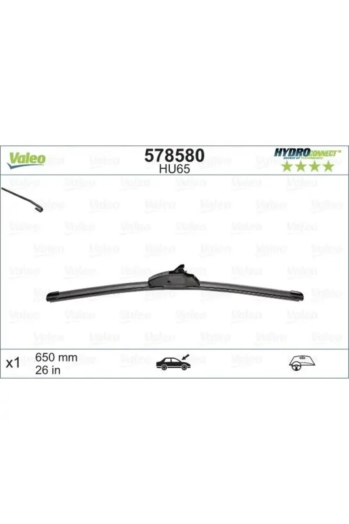 VALEO SILECEK SUPURGESI MUZ TIP 650mm HU65 (HYDROCONNECT UPGRADE KLASIK TIPTEN MUZ TIPNE GECIS) / (X1)