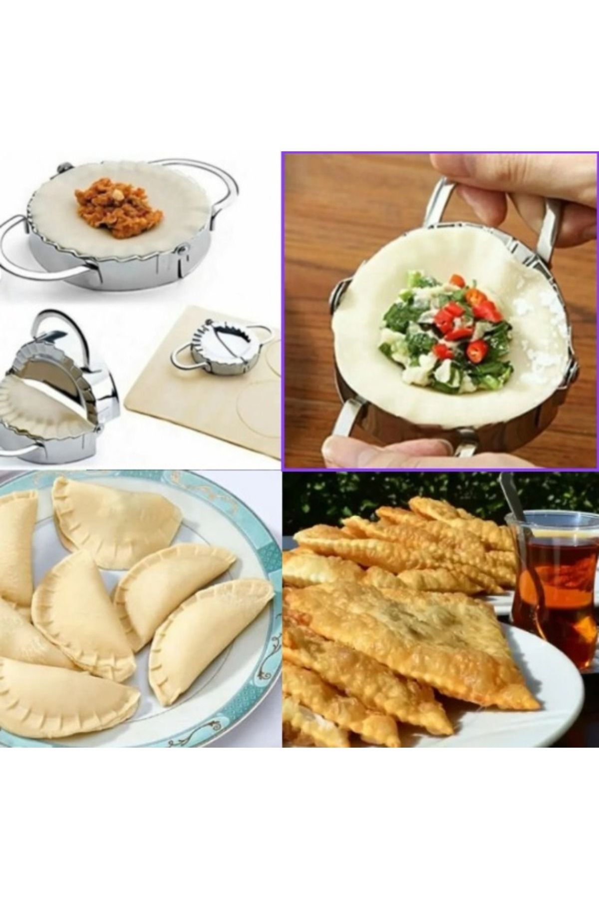 ViATOM Paslanmaz Mantı Kalıbı, Çelik Orta Boy Ravioli, Ciğ Börek, Çapı 8 Cm