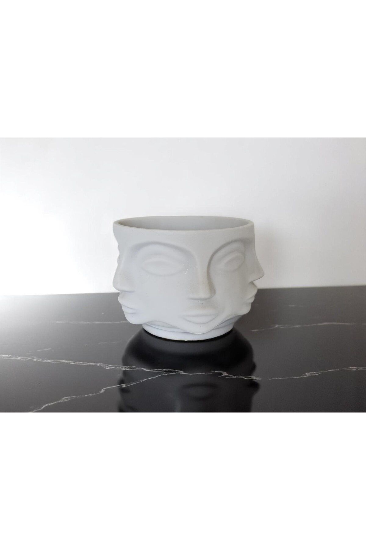 Hanlar Home Yüz Siluetli Dekoratif Kase - Sanatsal Seramik Obje (17x17x11)