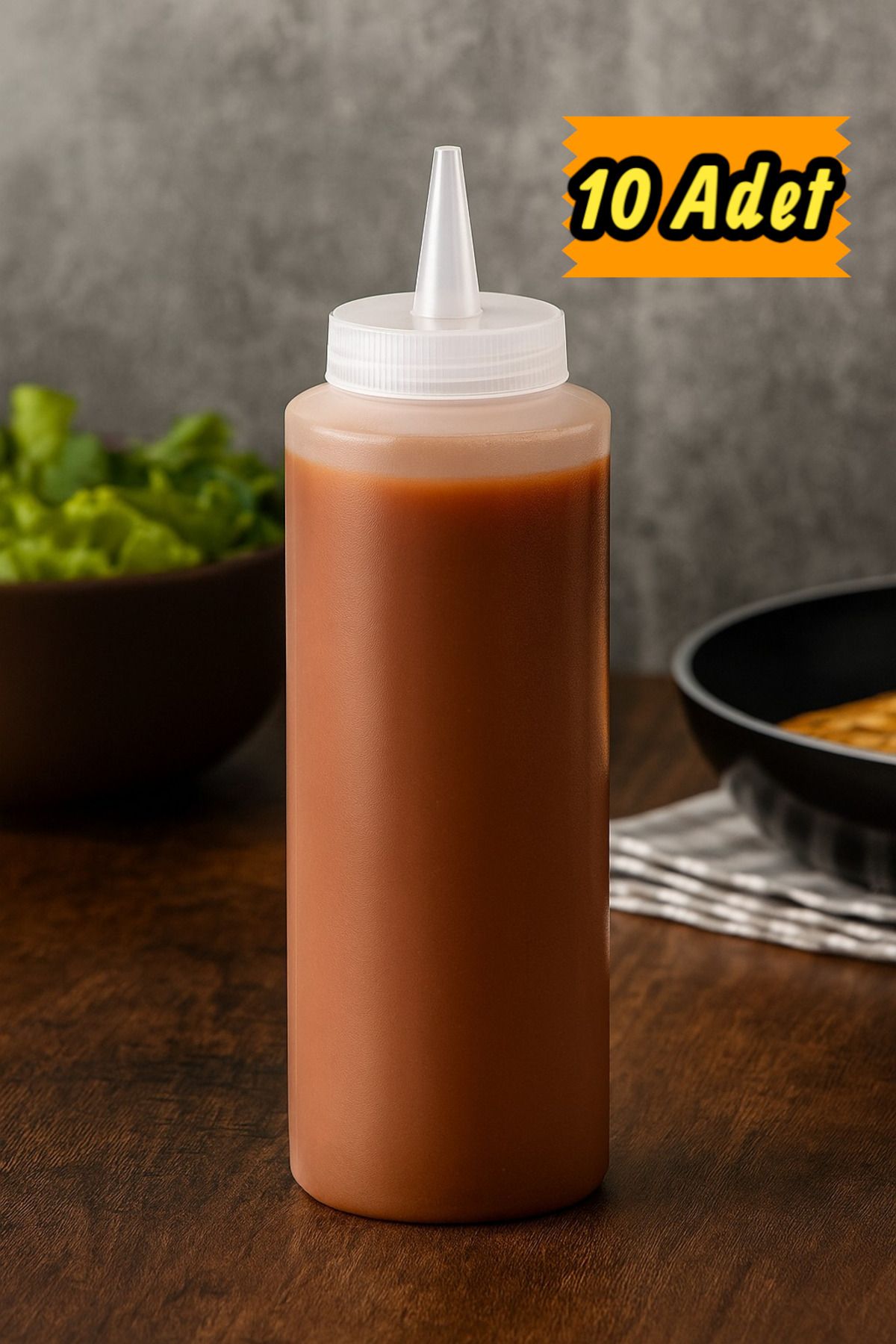 ESİ WOOD ART 10 Adet - 500 ML. FİŞEK SOSLUK YAĞDANLIK ŞEFFAF KETÇAP MAYONEZ SIKMA ŞİŞE SOS VE YAĞ DAĞITICILARI