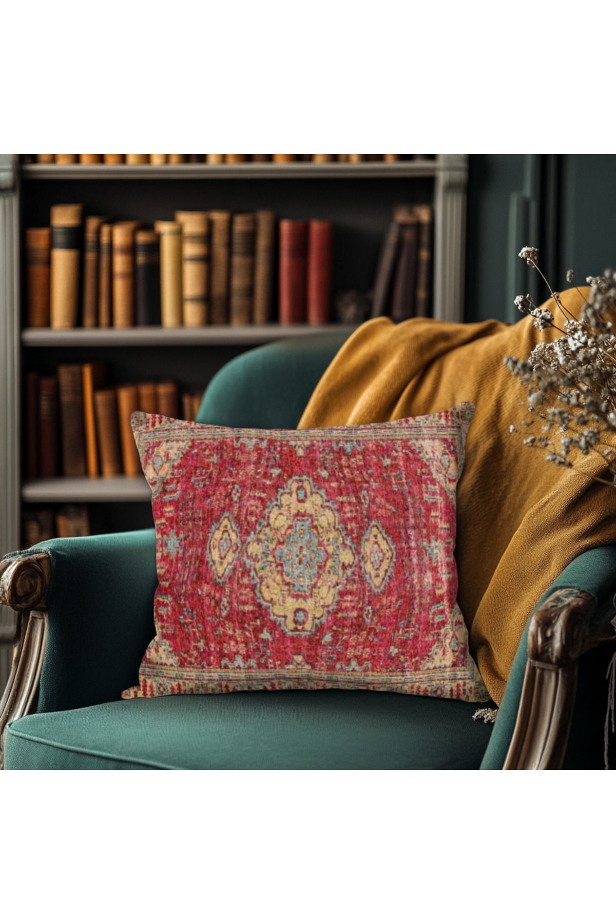 TURKISHRUG KINGDOM Kilim Motifli Kırlent – Canlı Renkli ve Dayanıklı Kumaş