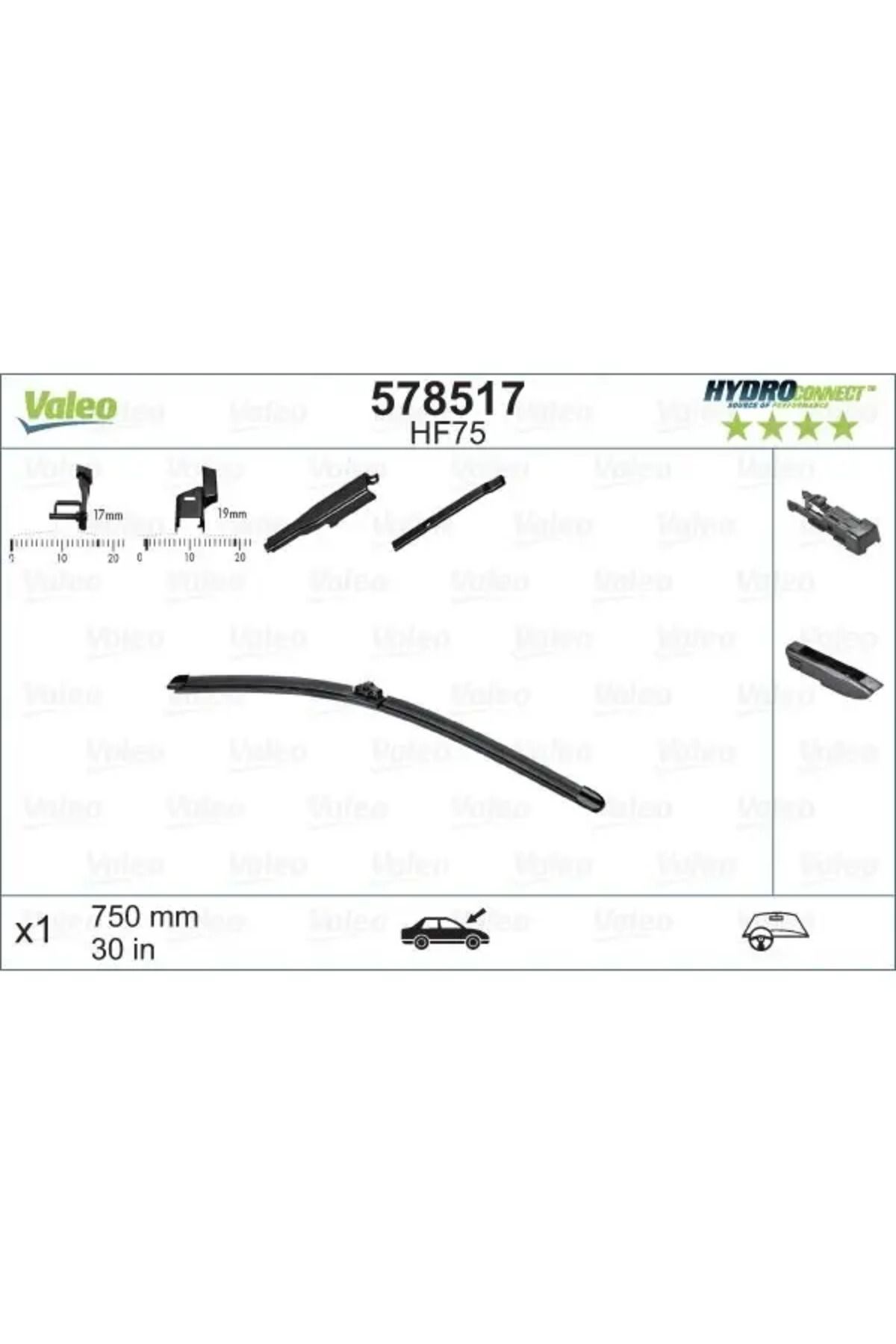 VALEO SILECEK SUPURGESI ON MUZ TIP 750mm HF75 (HYDROCONNECT COKLU BAGLANTI) / (X1)