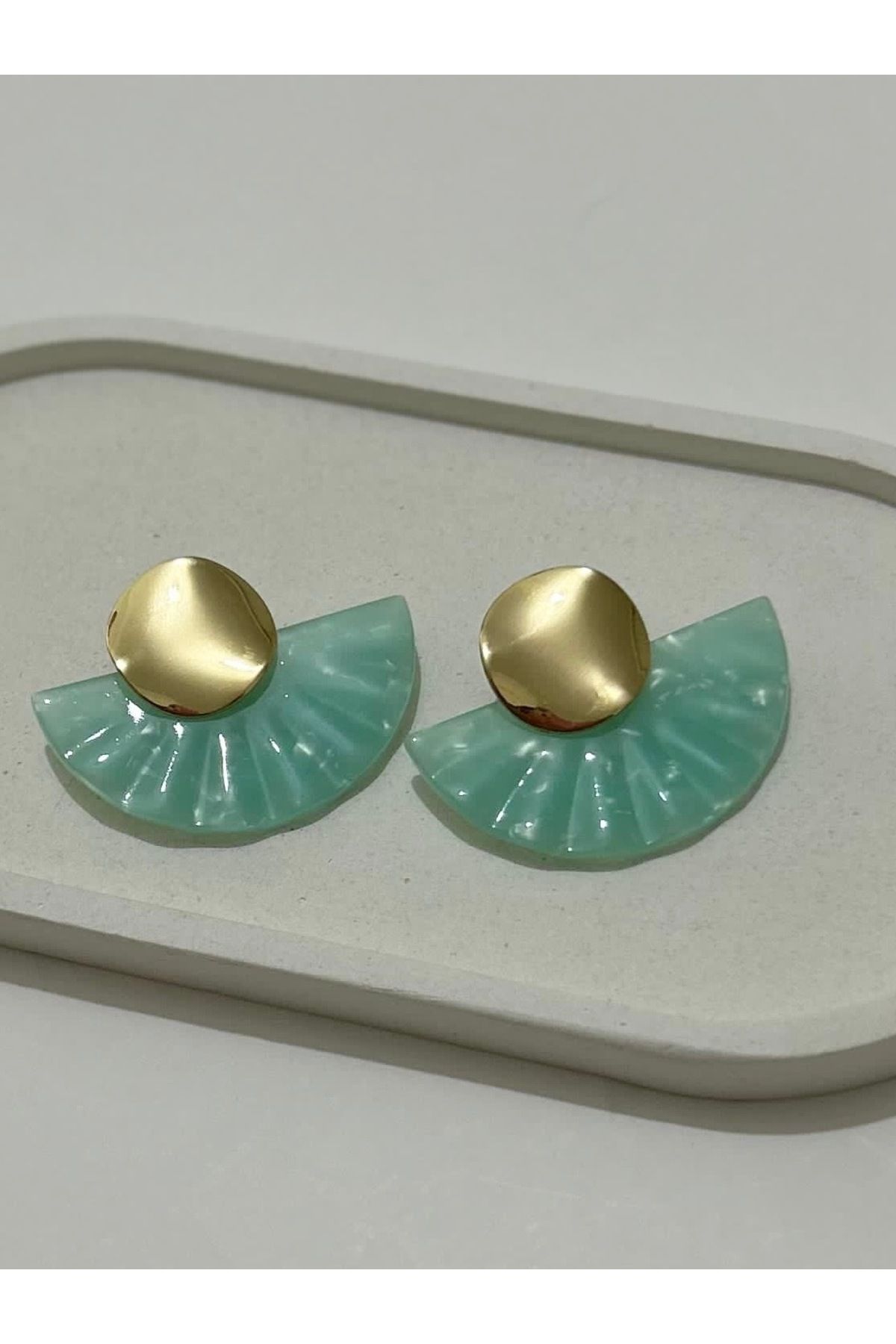 ayoljewelry Turkuaz Detay Çelik Küpe