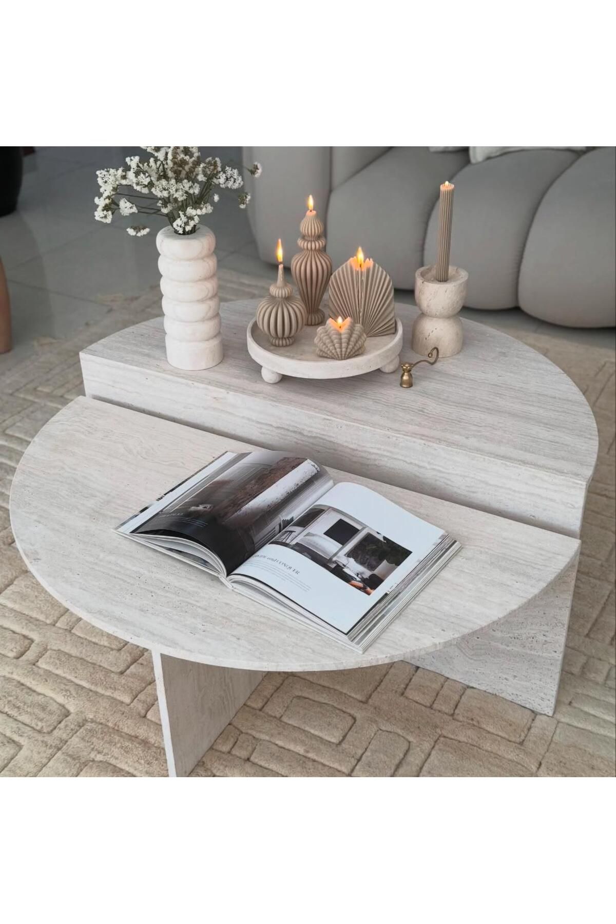 SCA CANDLE Dekoratif mum Marako+Palm+Marako+Deniz Kabuğu +Çizgili Şamdan Mum Toplam 5 Parça