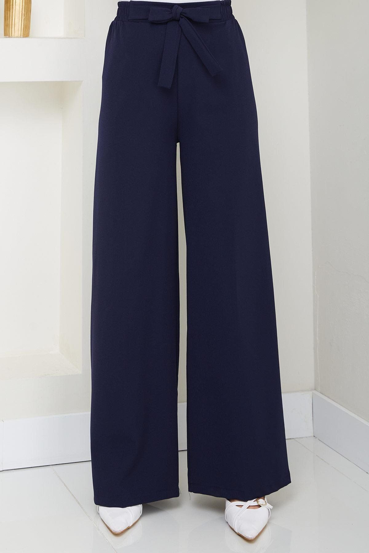 hafsamina Bağlamalı Pantolon Lacivert HM2782