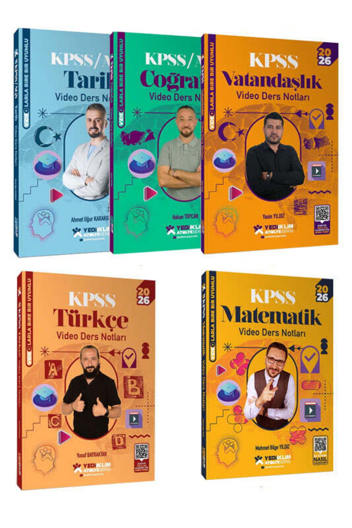 Yediiklim Yayınları Yediiklim Yayınları 2026 KPSS GK-GY Tüm Dersler Atölye Serisi Video Ders Notları Seti (5 Kitap)