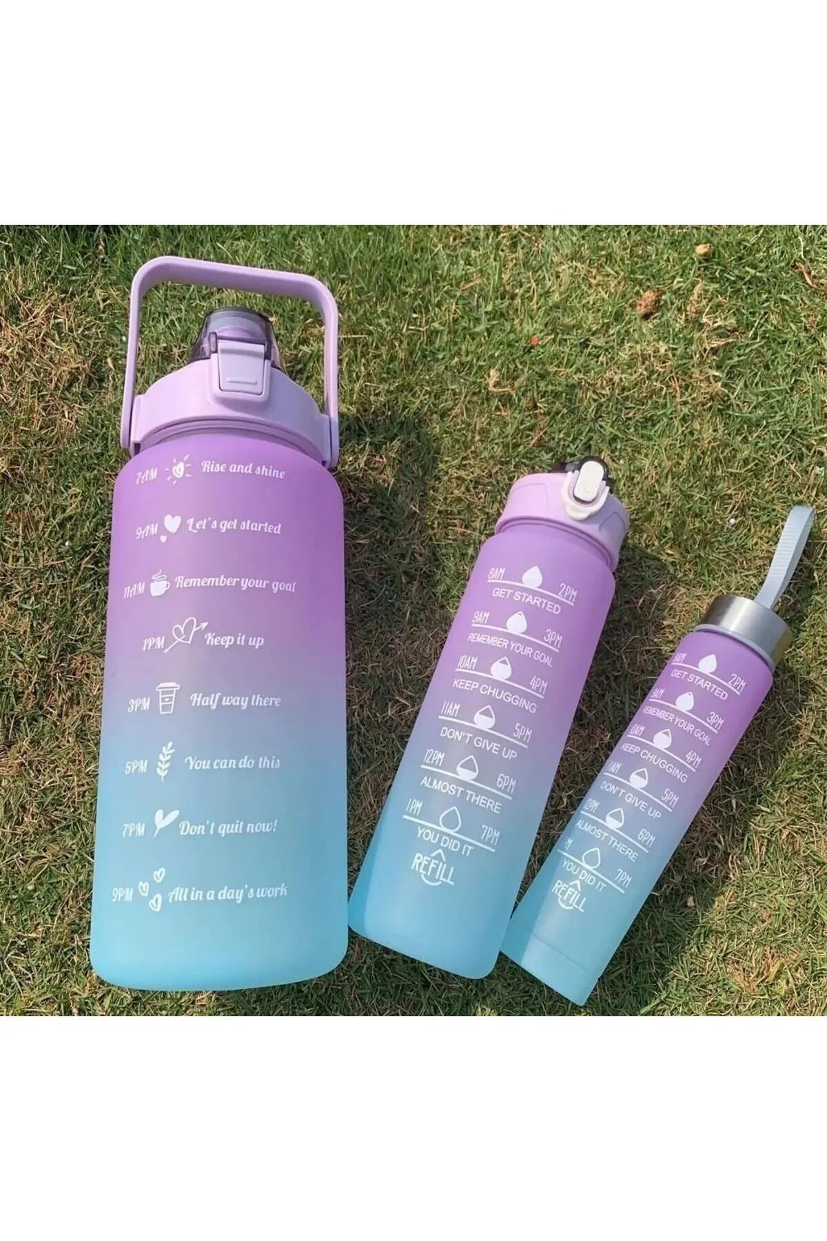 teknotrust Renkli 3'lü Motivasyon Suluk Seti, 2L, 750mL, 300mL, şık ve kullanışlı tasarım