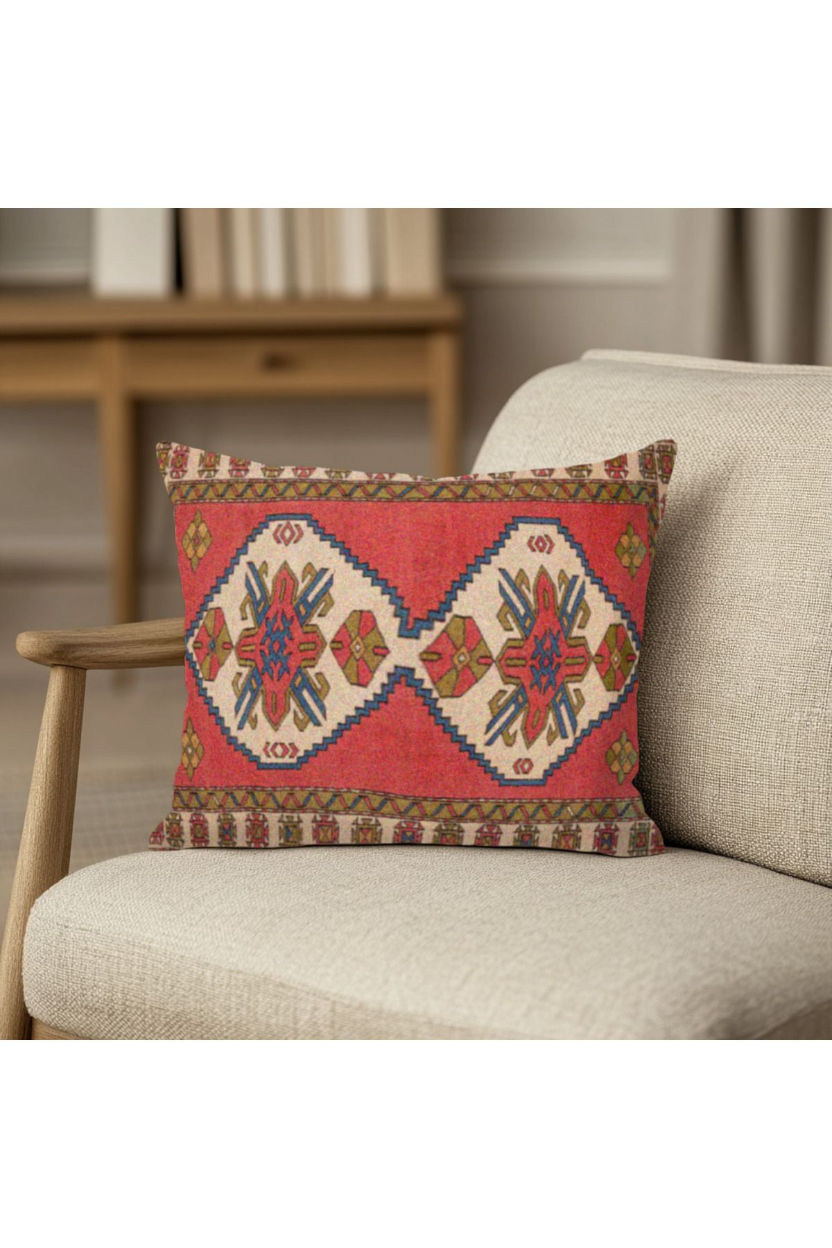 TURKISHRUG KINGDOM Otantik Tarz Sevenlere Özel Kilim Desenli Yastık Kılıfı