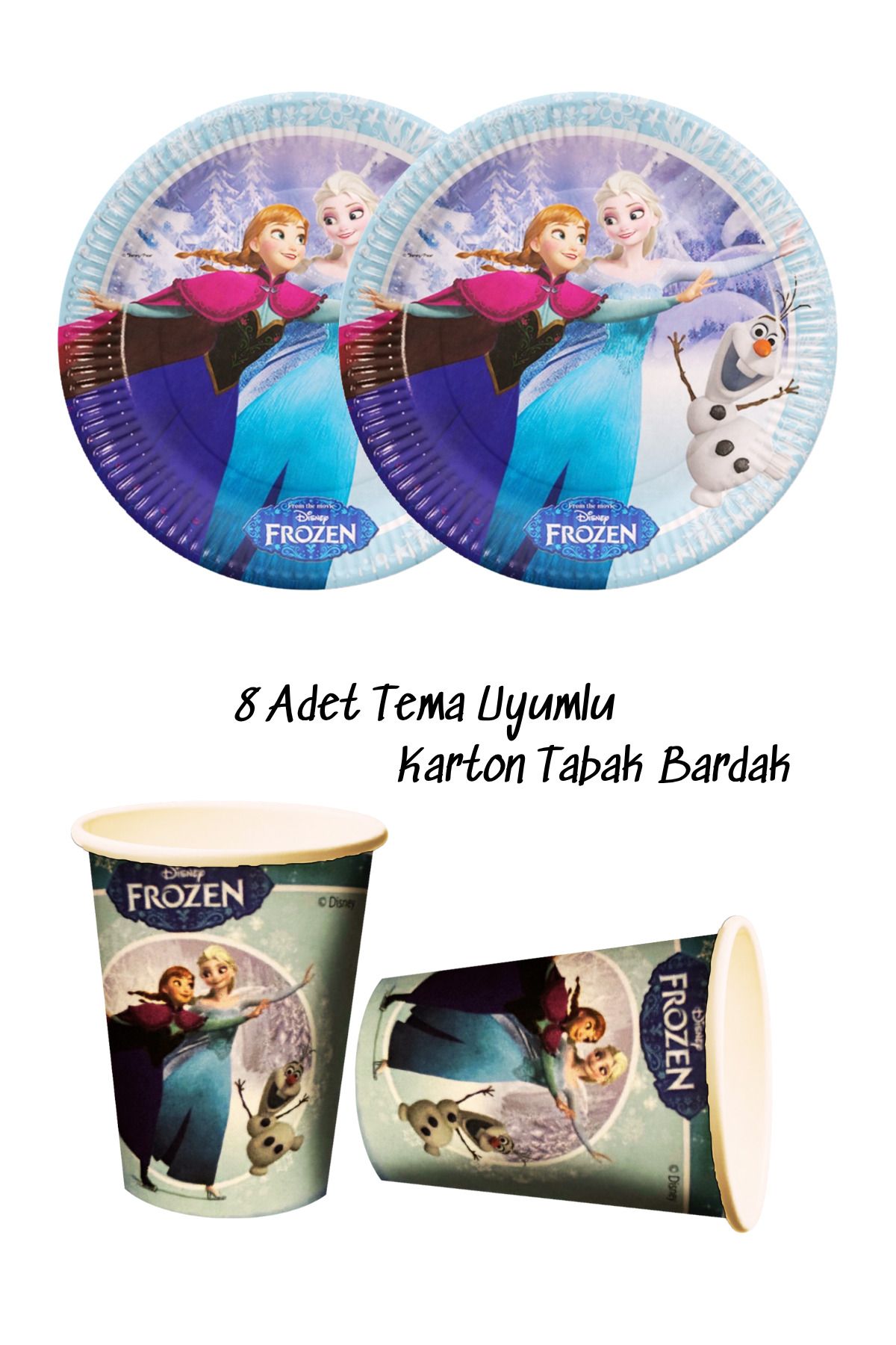 snowparty Temalı Karton 8 Adet Tabak Ve 8 Adet Bardak