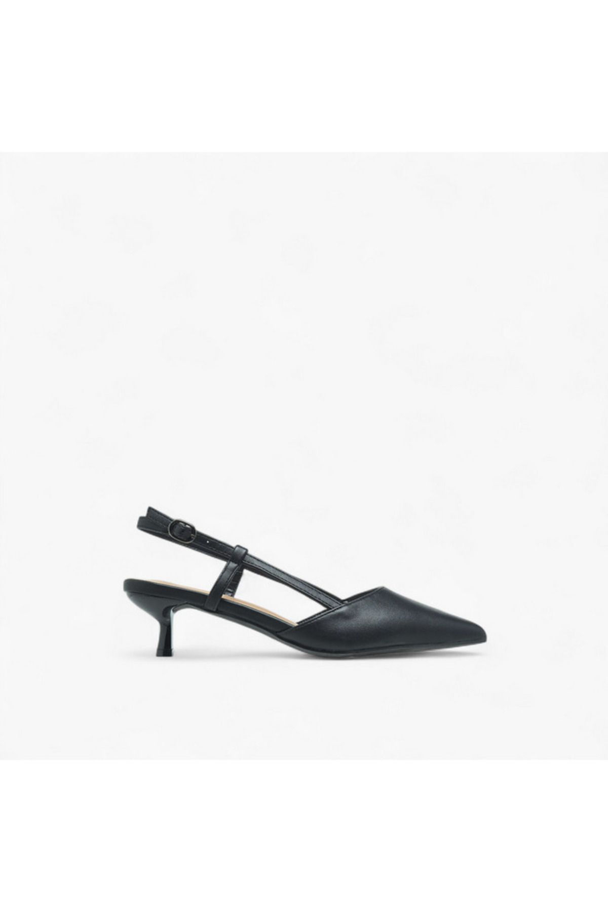 Flora Bella by Shoexpress-Flora Bella Solid Pointed Toe Shoes with Kitten Heels and Buckle Closure 3